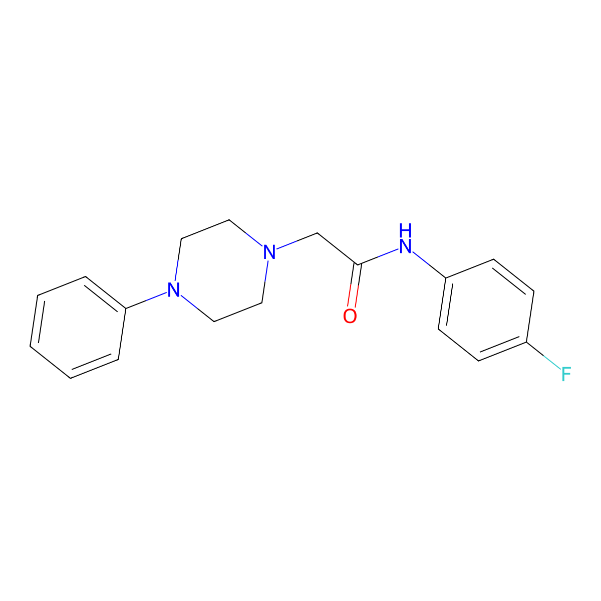 N-(4-fluorophenyl)-2-(4-phenylpiperazin-1-yl)acetamide molecular structure, CAS 309922-92-7