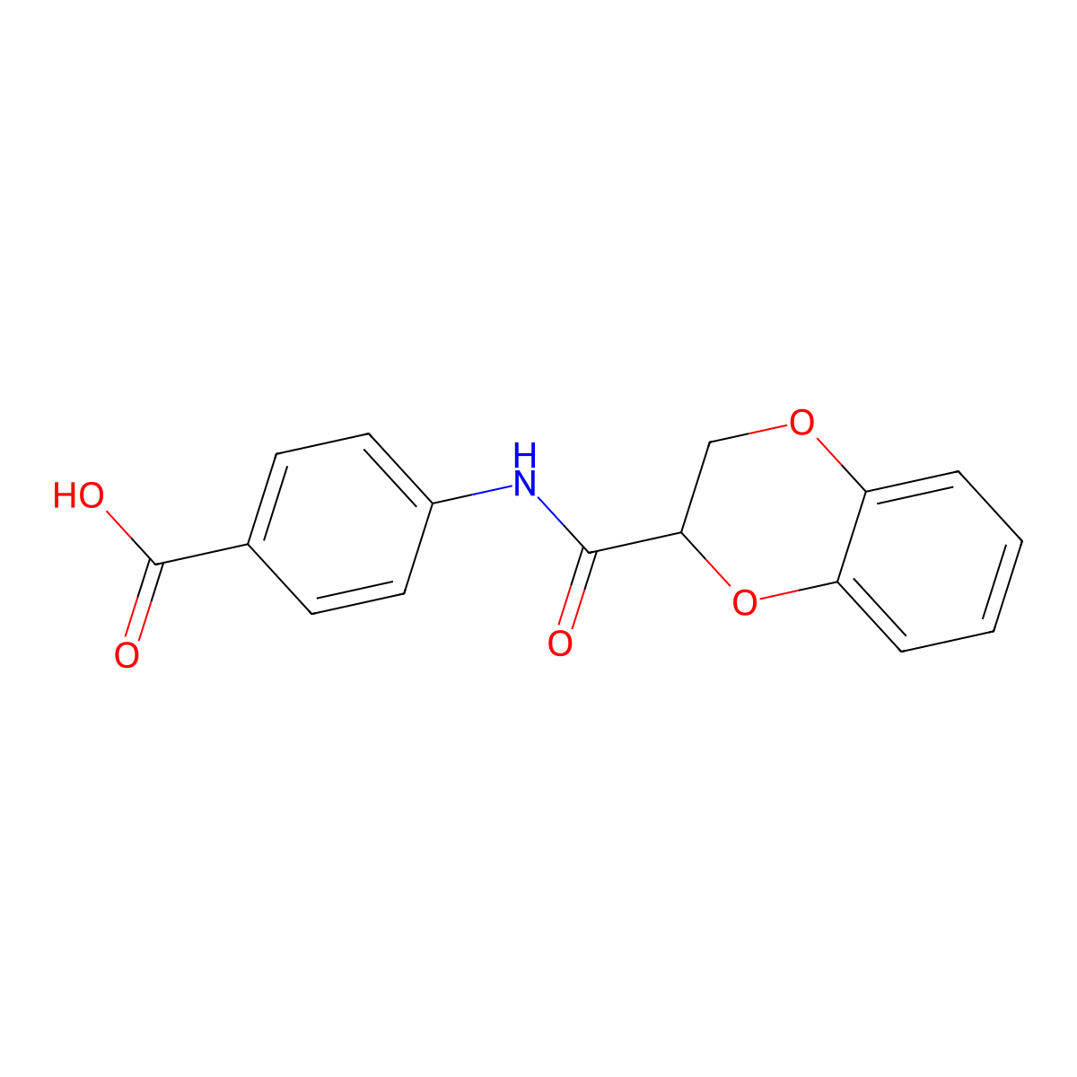 4-[(2,3-Dihydro-1,4-benzodioxin-2-ylcarbonyl)amino]benzoic acid molecular structure, CAS 309923-57-7