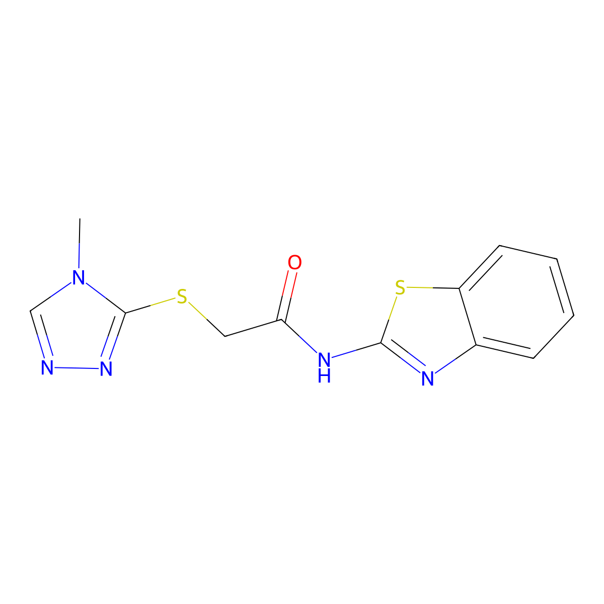 N-(1,3-benzothiazol-2-yl)-2-[(4-methyl-1,2,4-triazol-3-yl)sulfanyl]acetamide molecular structure, CAS 309923-67-9