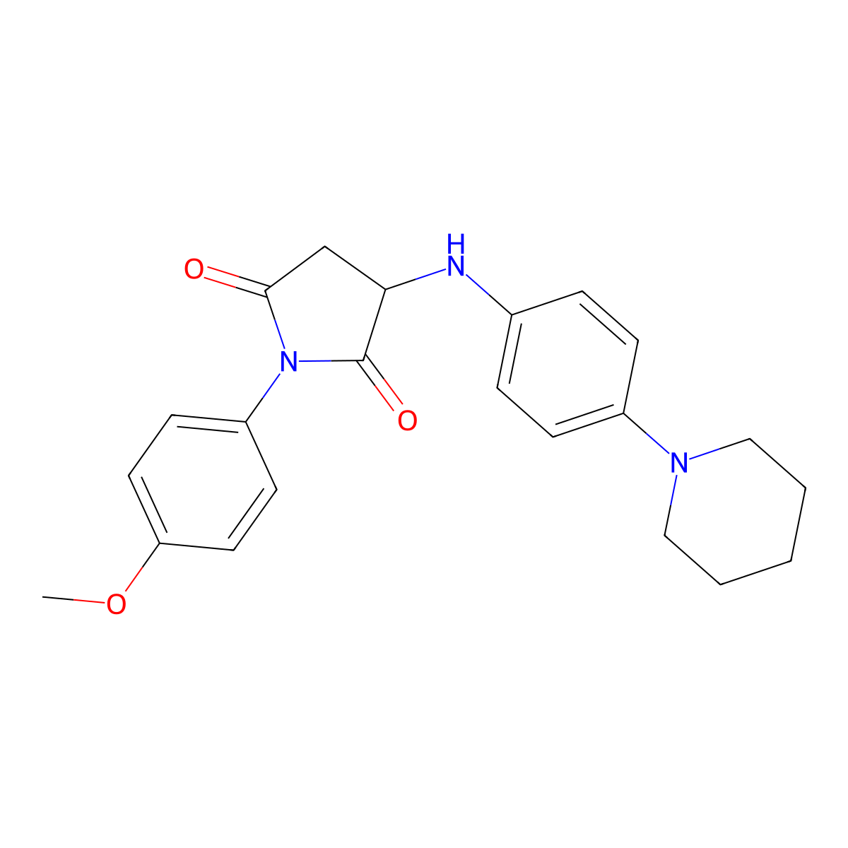 1-(4-Methoxyphenyl)-3-((4-(piperidin-1-yl)phenyl)amino)pyrrolidine-2,5-dione molecular structure, CAS 309924-01-4
