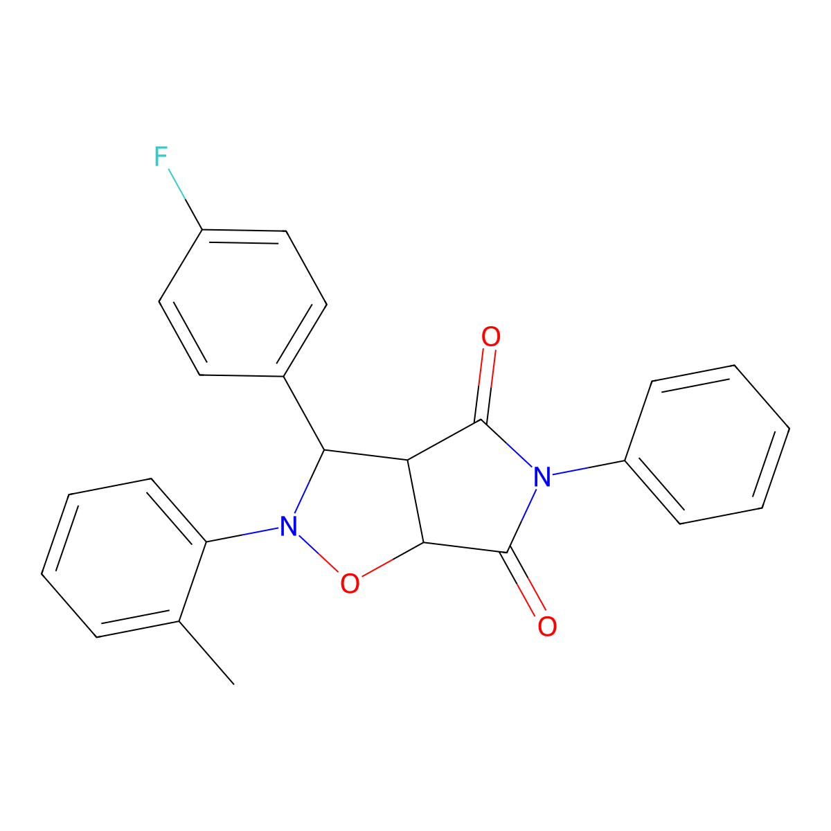 3-(4-fluorophenyl)-2-(2-methylphenyl)-5-phenyldihydro-2H-pyrrolo[3,4-d]isoxazole-4,6(3H,5H)-dione molecular structure, CAS 309924-05-8