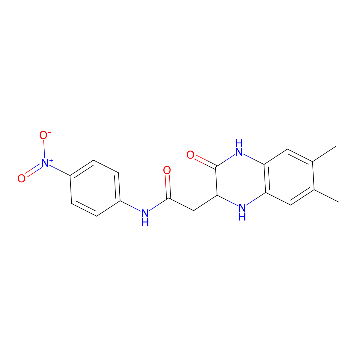 2-(6,7-dimethyl-3-oxo-1,2,3,4-tetrahydroquinoxalin-2-yl)-N-(4-nitrophenyl)acetamide molecular structure, CAS 309924-06-9