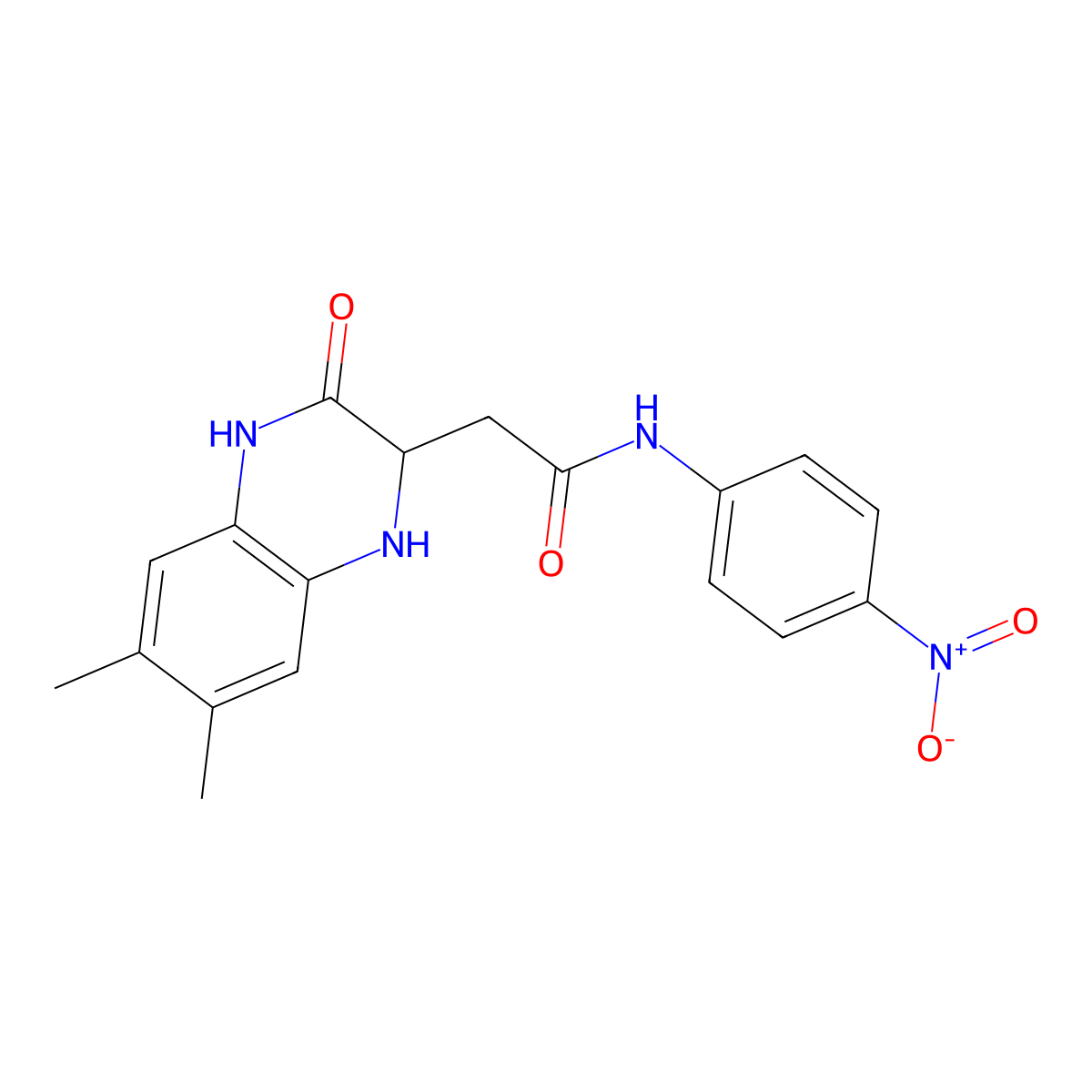 2-(6,7-dimethyl-3-oxo-1,2,3,4-tetrahydroquinoxalin-2-yl)-N-(4-nitrophenyl)acetamide molecular structure, CAS 309924-06-9