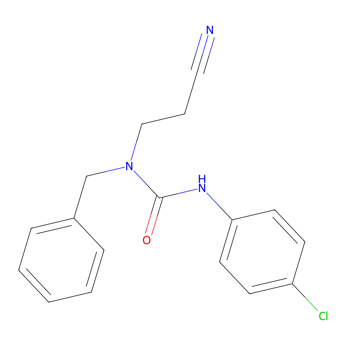 1-Benzyl-3-(4-chlorophenyl)-1-(2-cyanoethyl)urea molecular structure, CAS 309924-83-2