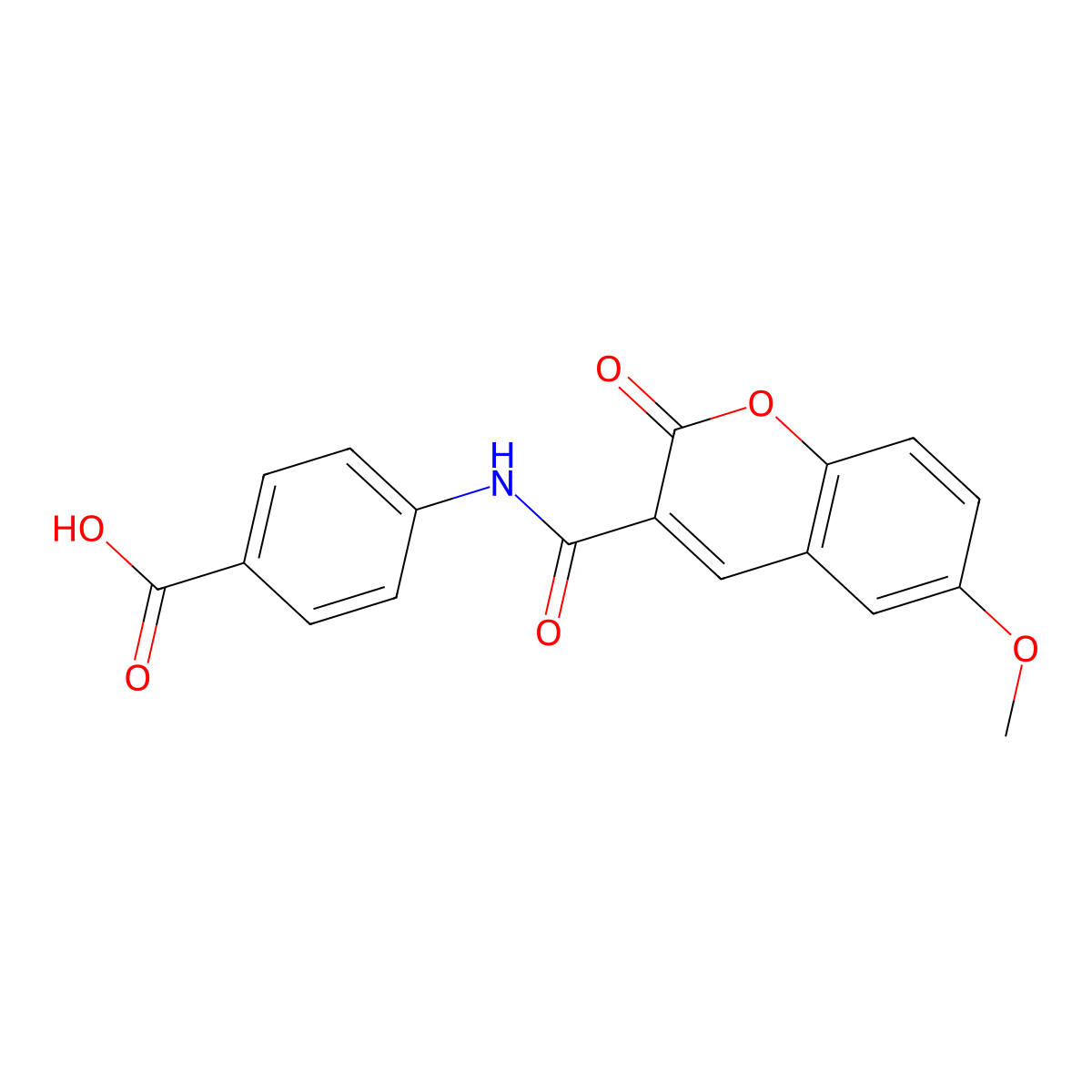 4-[(6-Methoxy-2-oxochromene-3-carbonyl)amino]benzoic acid molecular structure, CAS 309925-04-0