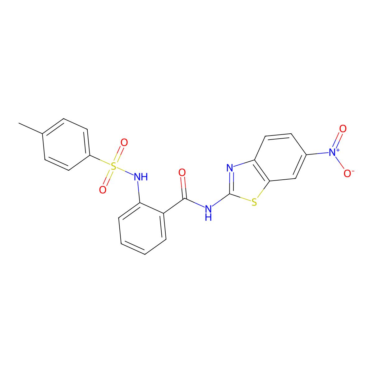 2-[(4-methylphenyl)sulfonylamino]-N-(6-nitro-1,3-benzothiazol-2-yl)benzamide molecular structure, CAS 309925-21-1