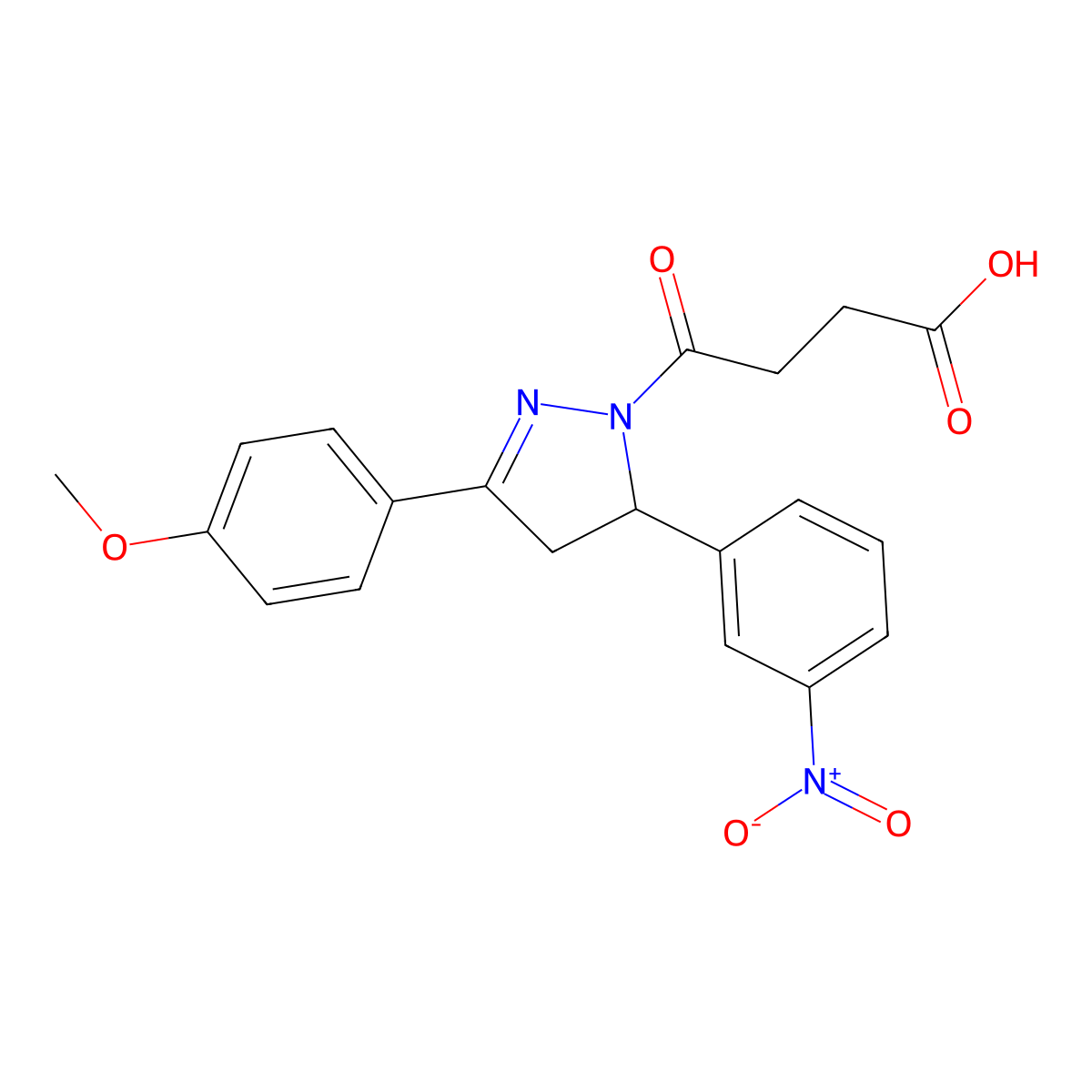 4-[3-(4-methoxyphenyl)-5-(3-nitrophenyl)-4,5-dihydro-1H-pyrazol-1-yl]-4-oxobutanoic acid molecular structure, CAS 309925-77-7