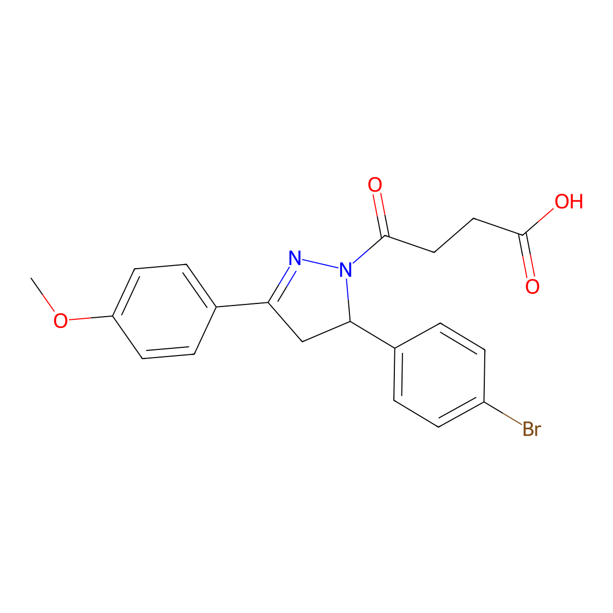 4-(5-(4-bromophenyl)-3-(4-methoxyphenyl)-4,5-dihydro-1H-pyrazol-1-yl)-4-oxobutanoic acid molecular structure, CAS 309925-78-8