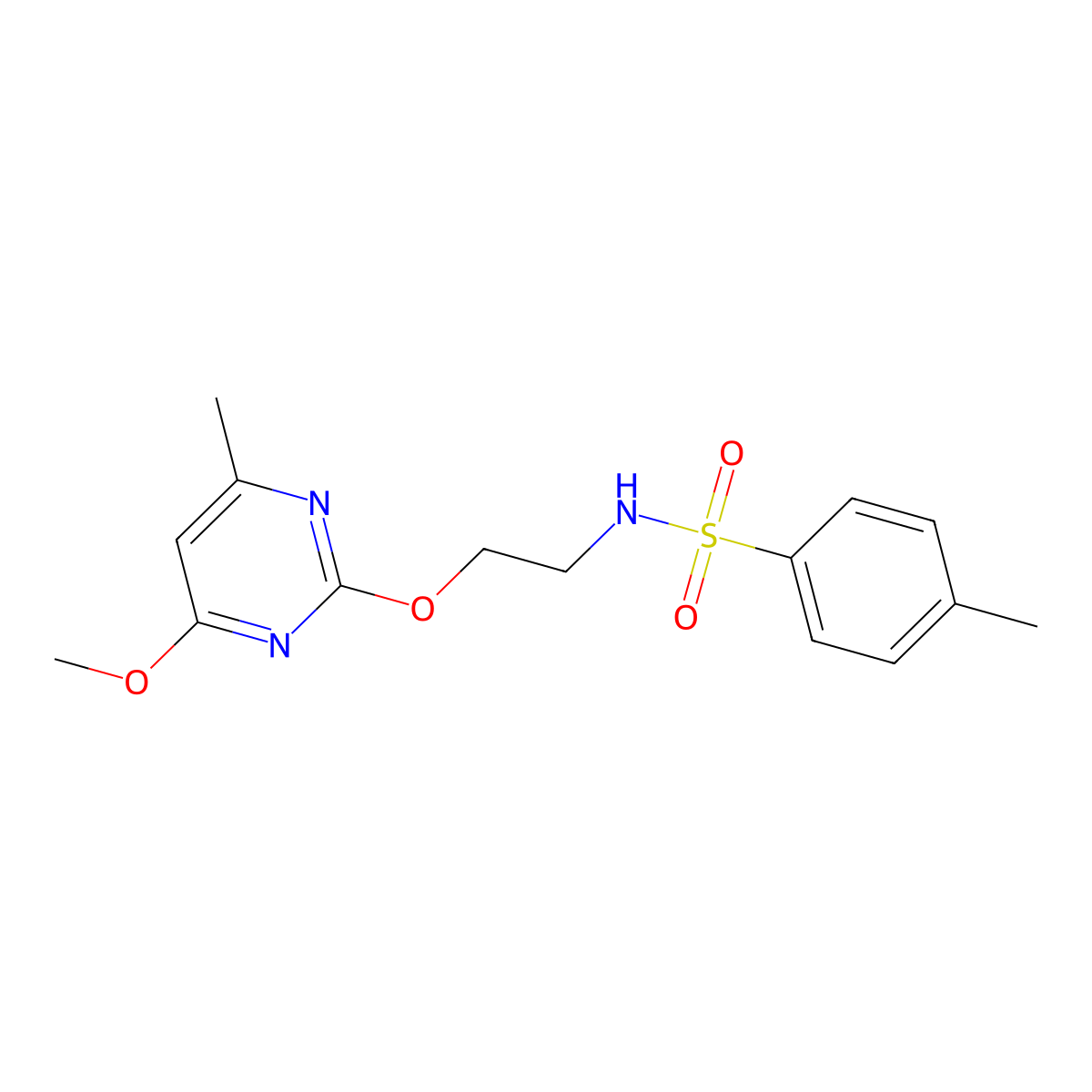 N-(2-((4-methoxy-6-methylpyrimidin-2-yl)oxy)ethyl)-4-methylbenzenesulfonamide molecular structure, CAS 309925-97-1