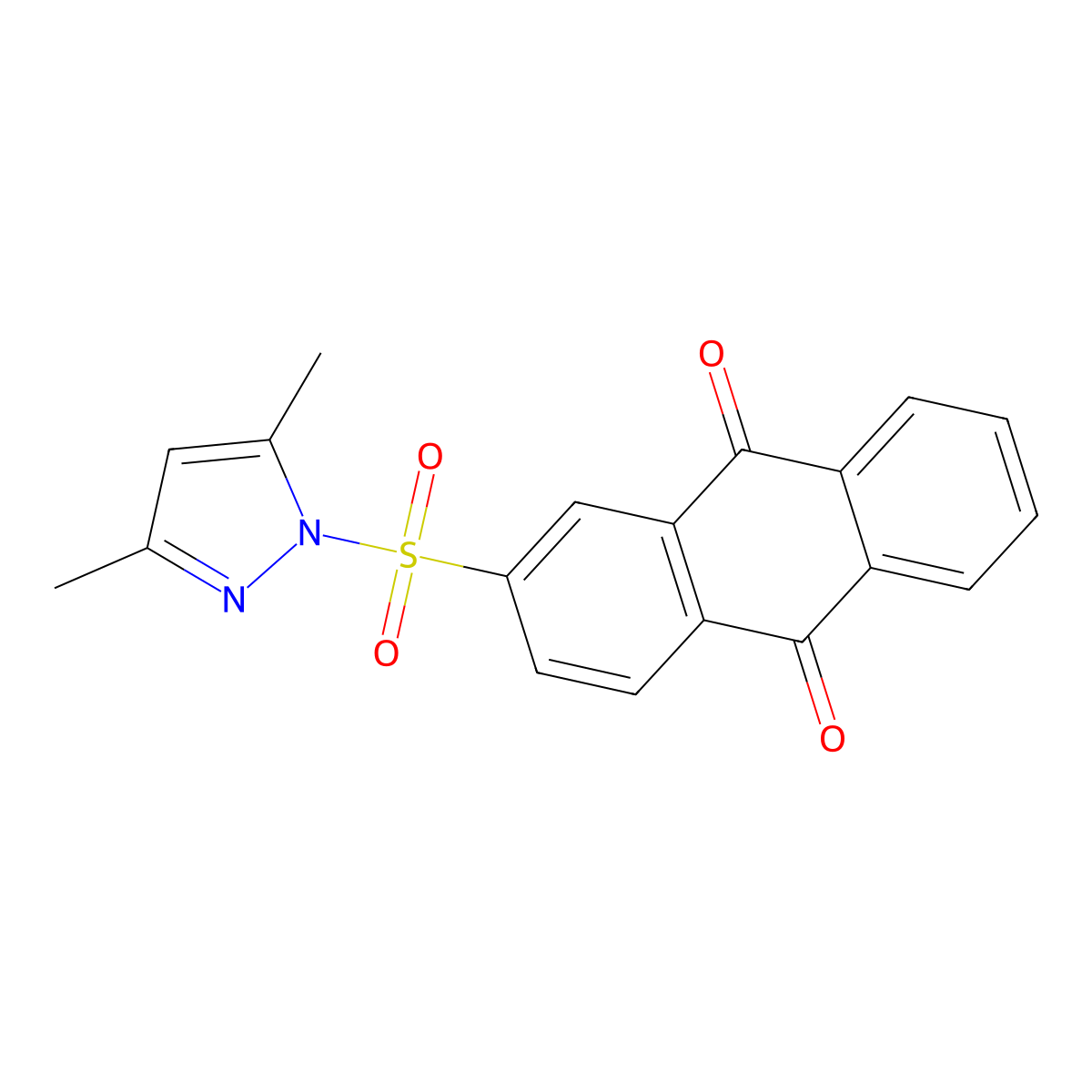 2-((3,5-dimethyl-1H-pyrazol-1-yl)sulfonyl)anthracene-9,10-dione molecular structure, CAS 309926-05-4
