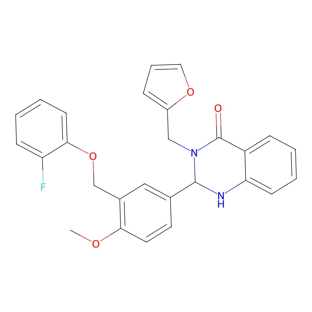 2-[3-[(2-Fluorophenoxy)methyl]-4-methoxyphenyl]-3-(furan-2-ylmethyl)-1,2-dihydroquinazolin-4-one molecular structure, CAS 309926-35-0