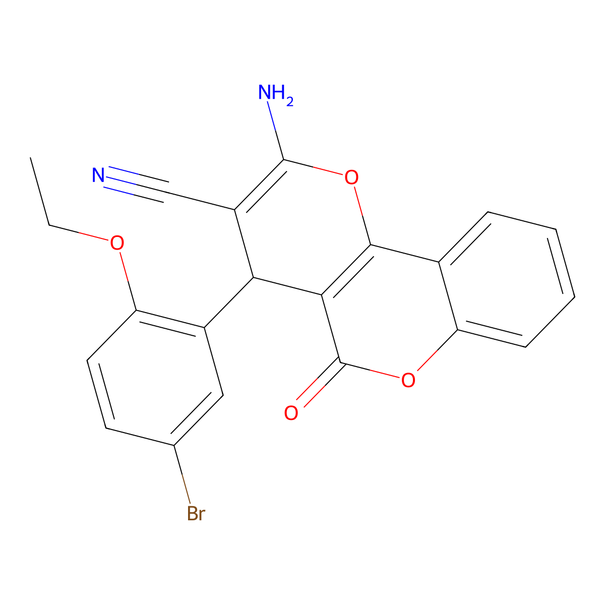 2-amino-4-(5-bromo-2-ethoxyphenyl)-5-oxo-4H,5H-pyrano[3,2-c]chromene-3-carbonitrile molecular structure, CAS 309926-42-9