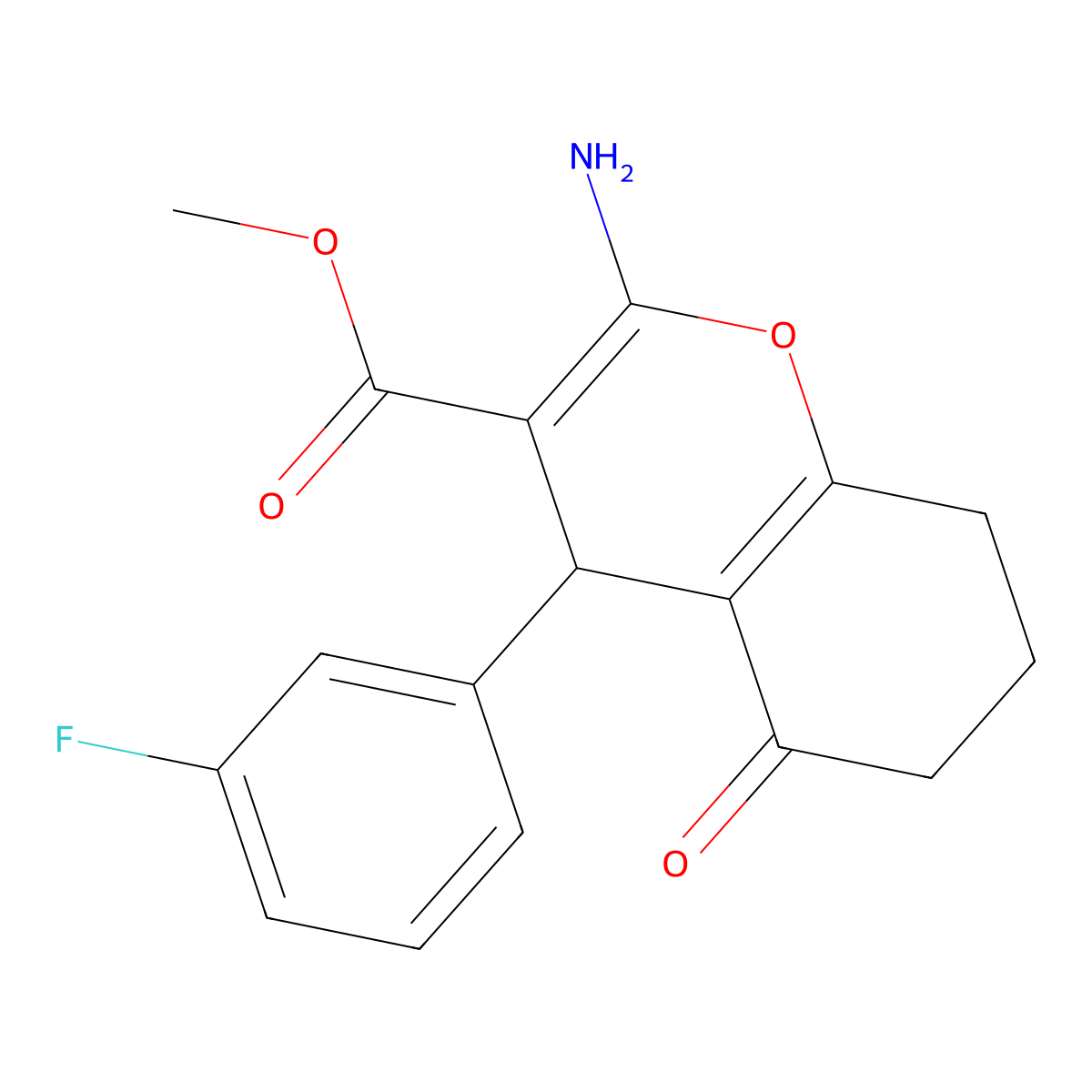 methyl 2-amino-4-(3-fluorophenyl)-5-oxo-5,6,7,8-tetrahydro-4H-chromene-3-carboxylate molecular structure, CAS 309926-76-9