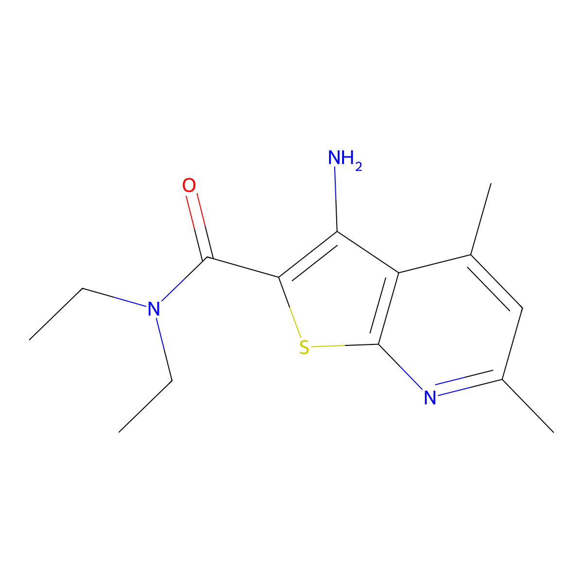 3-amino-N,N-diethyl-4,6-dimethylthieno[2,3-b]pyridine-2-carboxamide molecular structure, CAS 309927-04-6