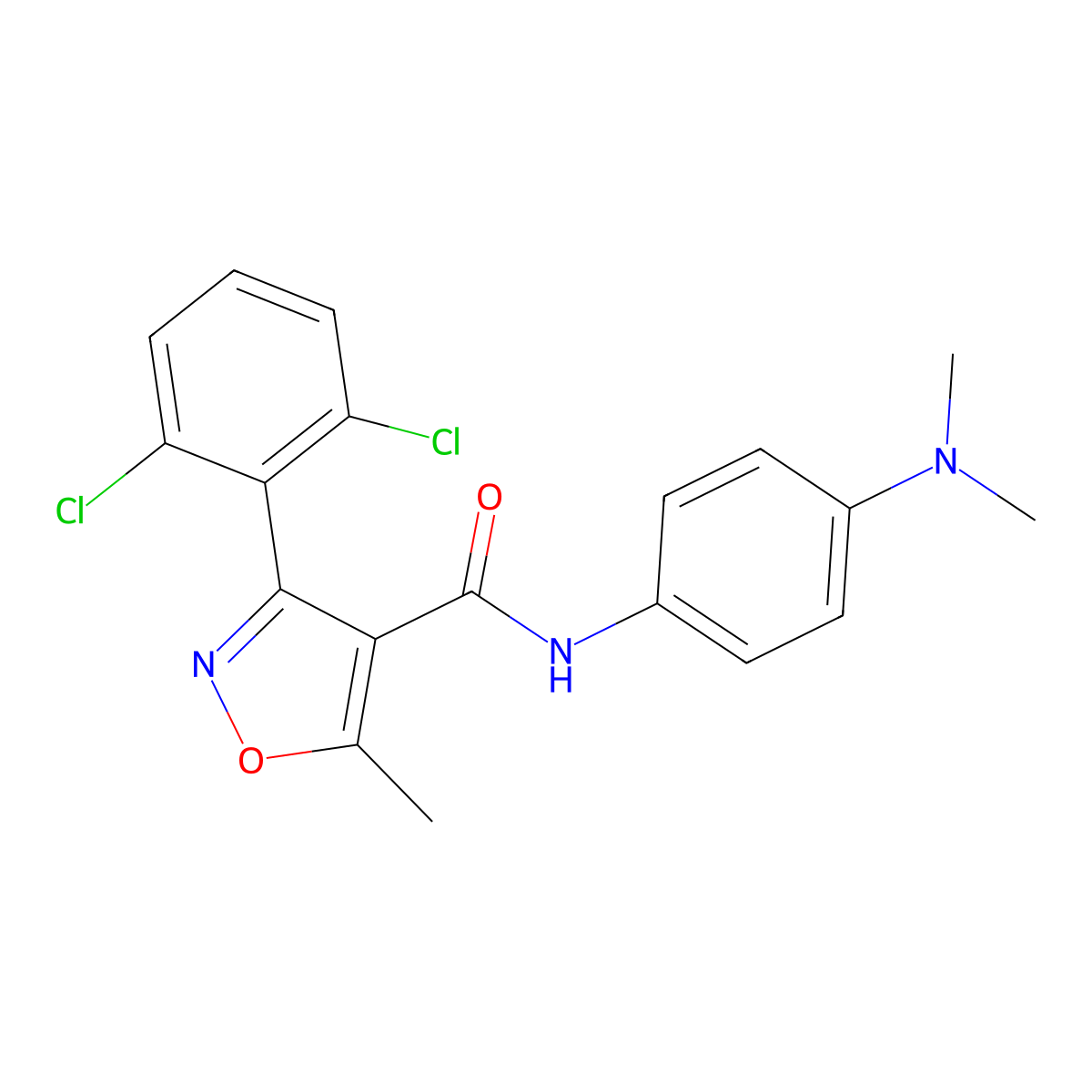 3-(2,6-dichlorophenyl)-N-[4-(dimethylamino)phenyl]-5-methyl-1,2-oxazole-4-carboxamide molecular structure, CAS 309927-43-3