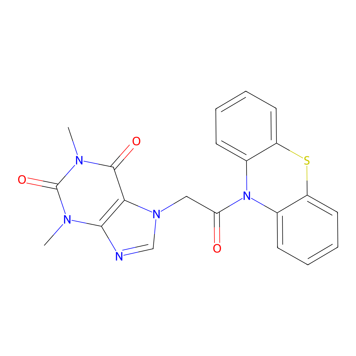 1,3-dimethyl-7-[2-oxo-2-(10H-phenothiazin-10-yl)ethyl]-3,7-dihydro-1H-purine-2,6-dione molecular structure, CAS 309927-49-9