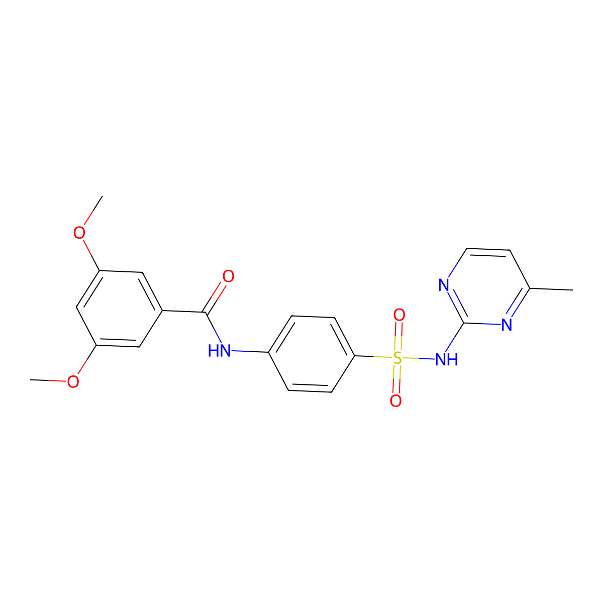 3,5-dimethoxy-N-{4-[(4-methylpyrimidin-2-yl)sulfamoyl]phenyl}benzamide molecular structure, CAS 309927-55-7