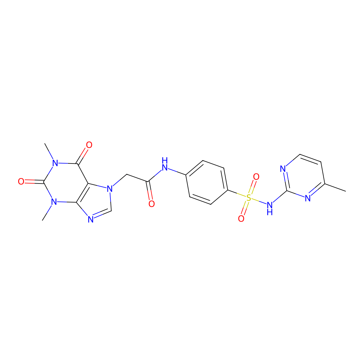 2-(1,3-dimethyl-2,6-dioxopurin-7-yl)-N-[4-[(4-methylpyrimidin-2-yl)sulfamoyl]phenyl]acetamide molecular structure, CAS 309927-56-8