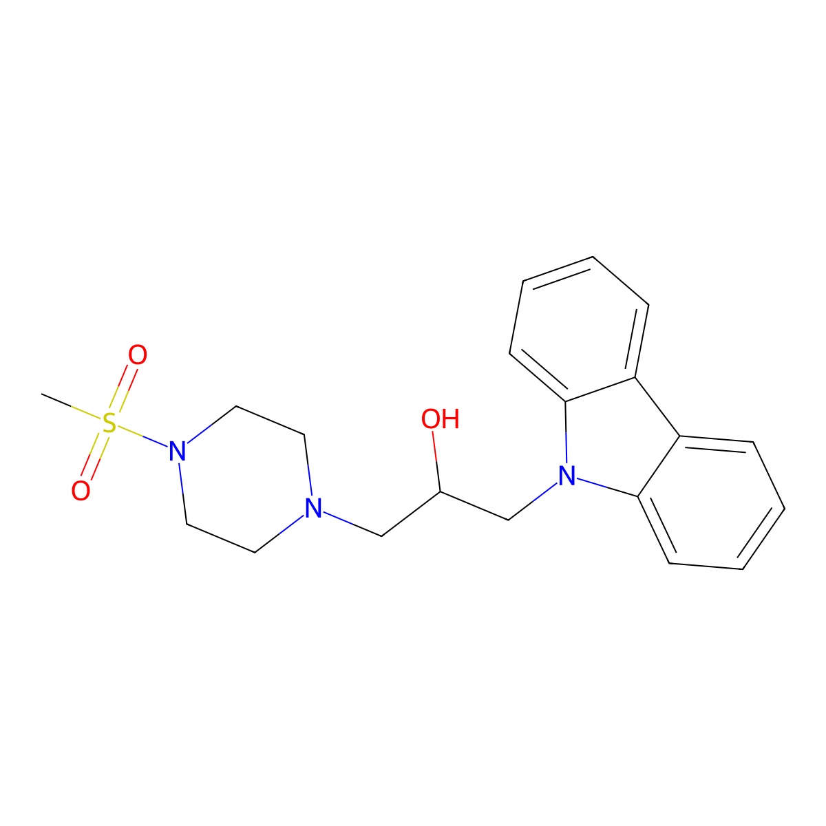 1-Carbazol-9-yl-3-(4-methylsulfonylpiperazin-1-yl)propan-2-ol molecular structure, CAS 309928-44-7