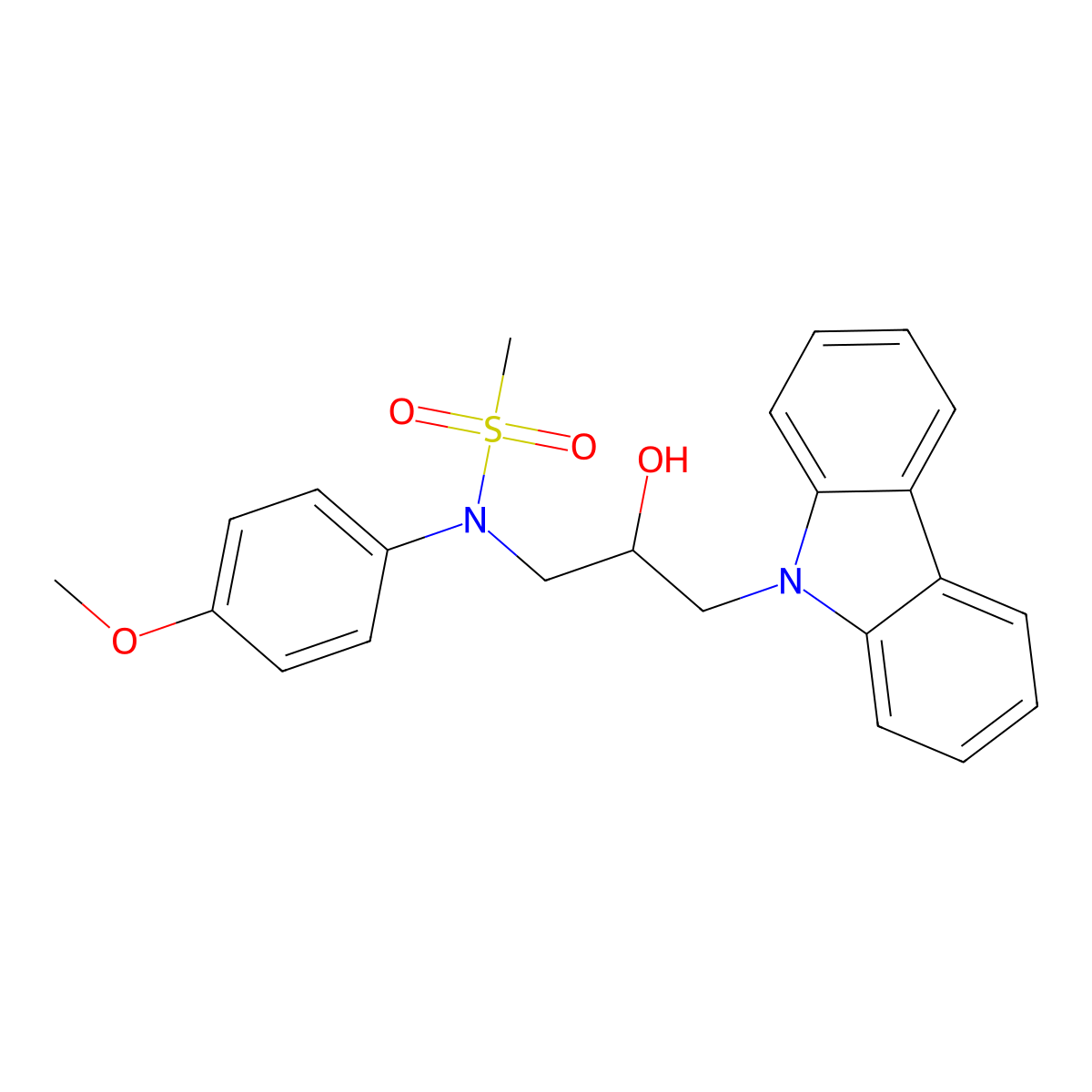 N-(3-carbazol-9-yl-2-hydroxypropyl)-N-(4-methoxyphenyl)methanesulfonamide molecular structure, CAS 309928-46-9