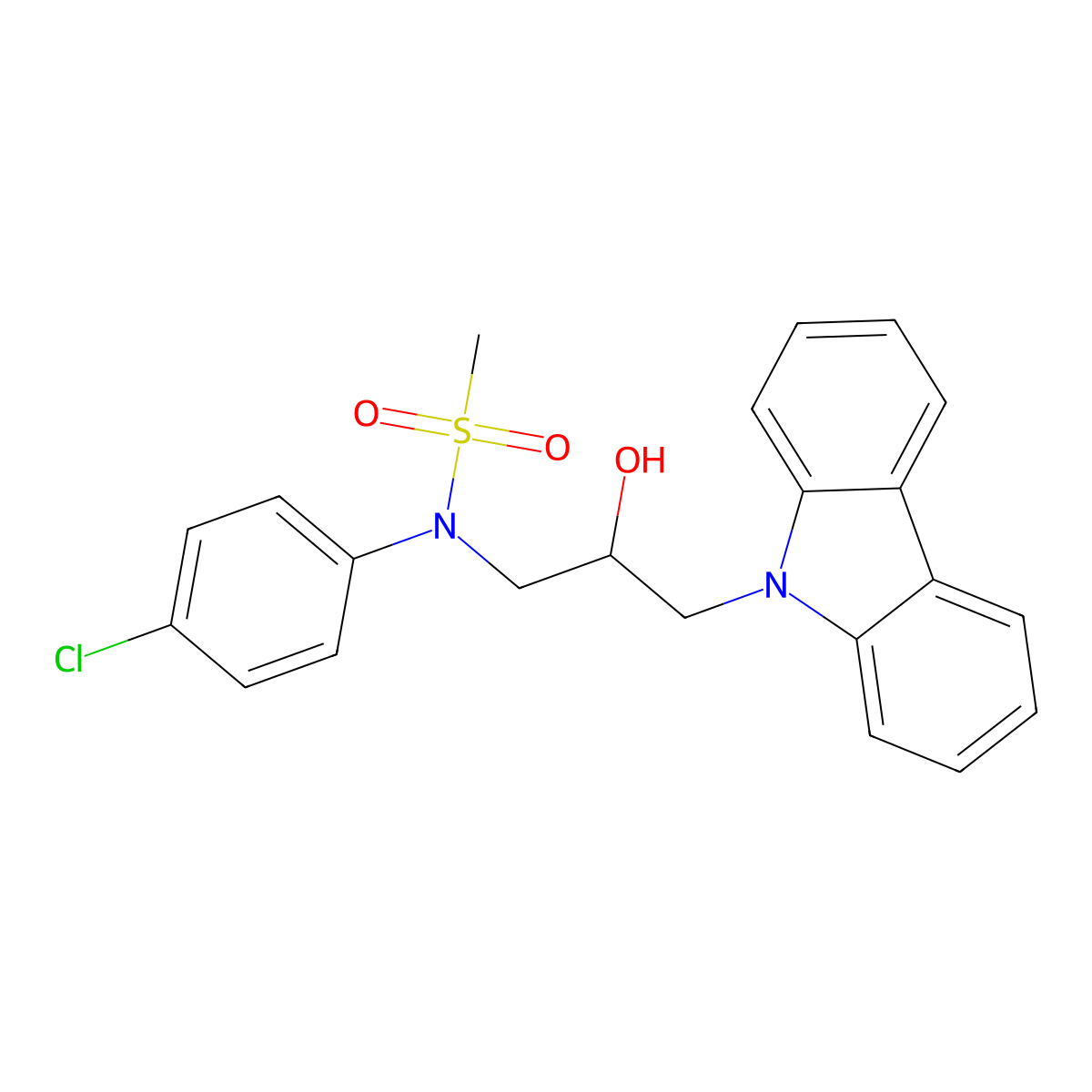 N-[3-(9H-carbazol-9-yl)-2-hydroxypropyl]-N-(4-chlorophenyl)methanesulfonamide molecular structure, CAS 309928-51-6