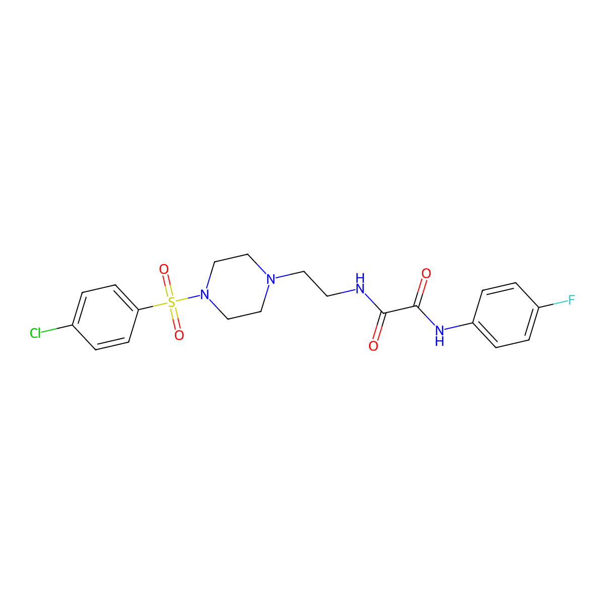 N-[2-[4-(4-chlorophenyl)sulfonylpiperazin-1-yl]ethyl]-N'-(4-fluorophenyl)oxamide molecular structure, CAS 309935-69-1