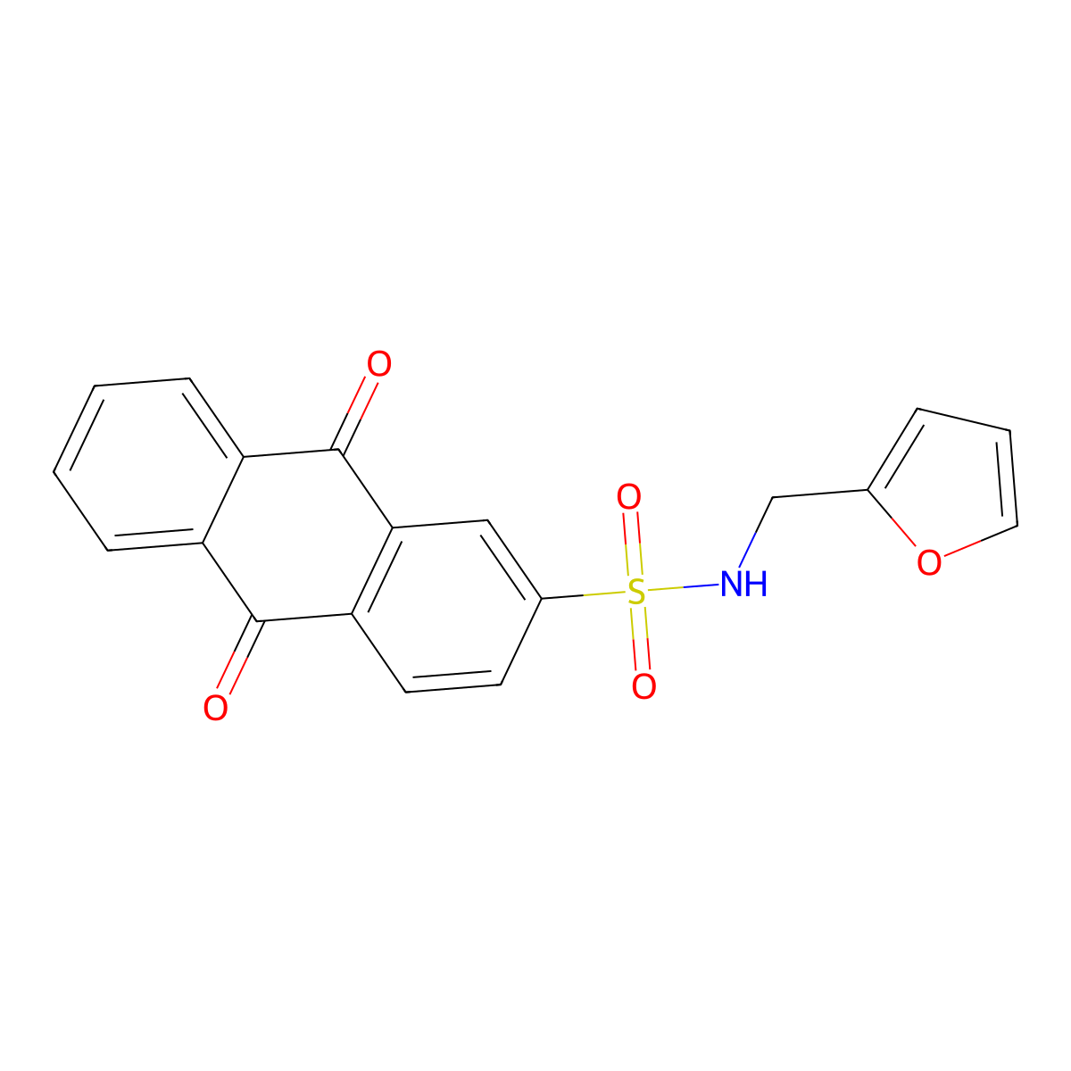 N-(furan-2-ylmethyl)-9,10-dioxo-9,10-dihydroanthracene-2-sulfonamide molecular structure, CAS 309935-87-3