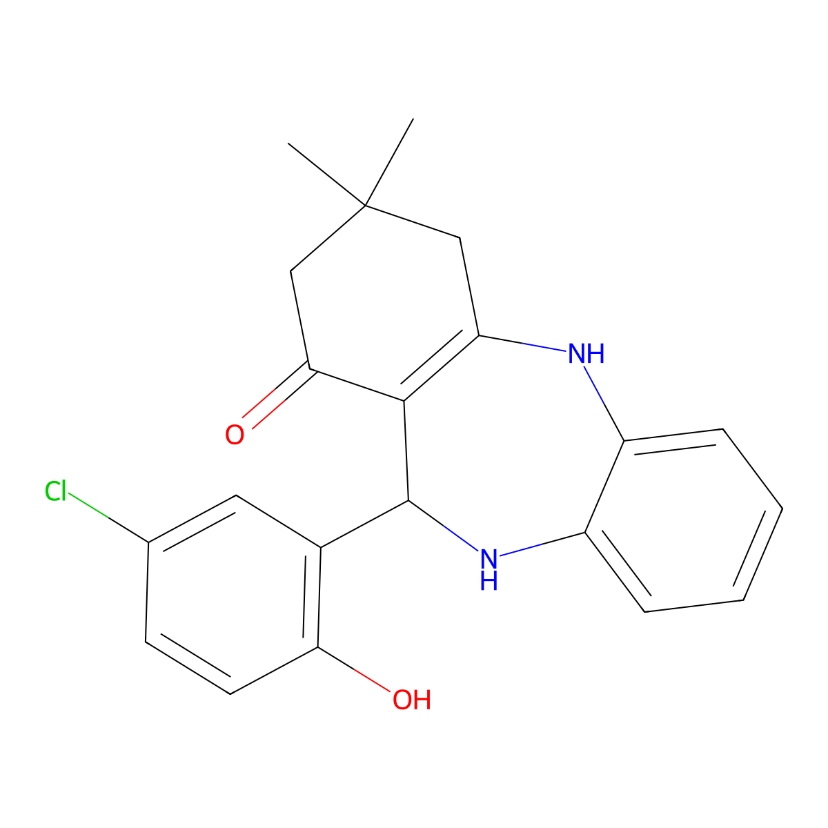 6-(5-chloro-2-hydroxyphenyl)-9,9-dimethyl-6,8,10,11-tetrahydro-5H-benzo[b][1,4]benzodiazepin-7-one molecular structure, CAS 309937-08-4