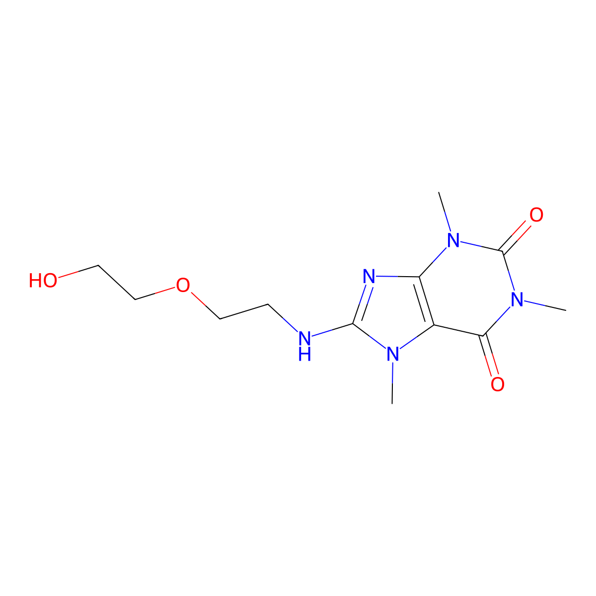 8-{[2-(2-hydroxyethoxy)ethyl]amino}-1,3,7-trimethyl-3,7-dihydro-1H-purine-2,6-dione molecular structure, CAS 309938-09-8