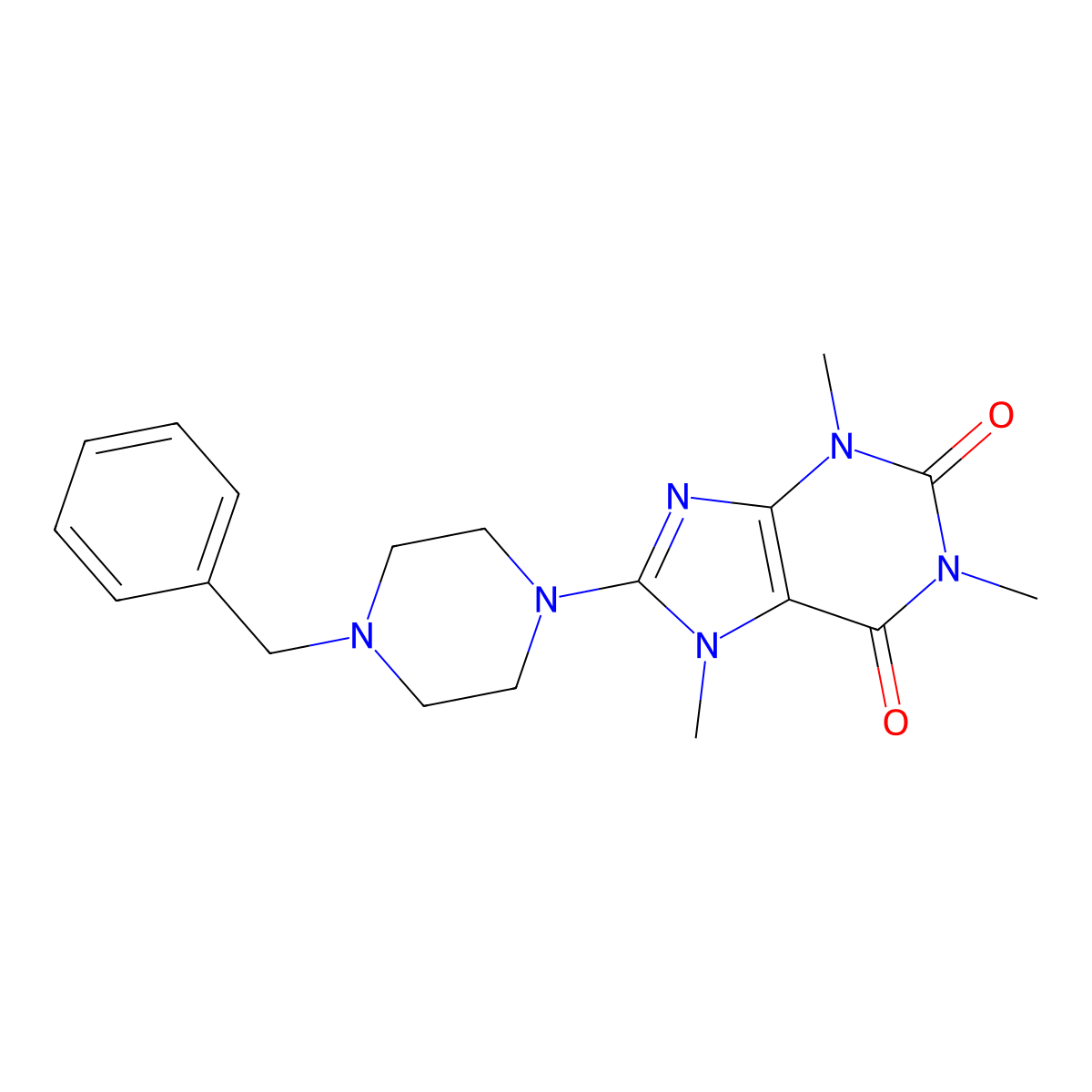 8-(4-Benzylpiperazin-1-yl)-1,3,7-trimethylpurine-2,6-dione molecular structure, CAS 309938-11-2