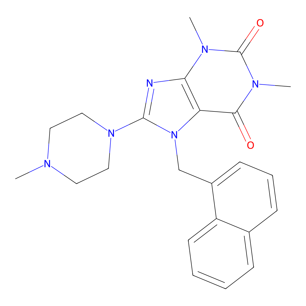 1,3-DI-ME-8(4-ME-1-Piperazinyl)7-(1-naphthyl-ME)-3,7-dihydro-1H-purine-2,6-dione molecular structure, CAS 309938-17-8