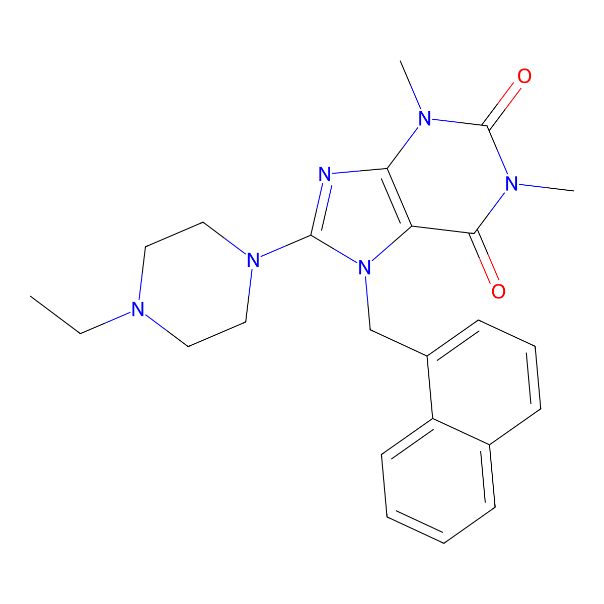 8-(4-Ethylpiperazin-1-yl)-1,3-dimethyl-7-(naphthalen-1-ylmethyl)purine-2,6-dione molecular structure, CAS 309938-18-9