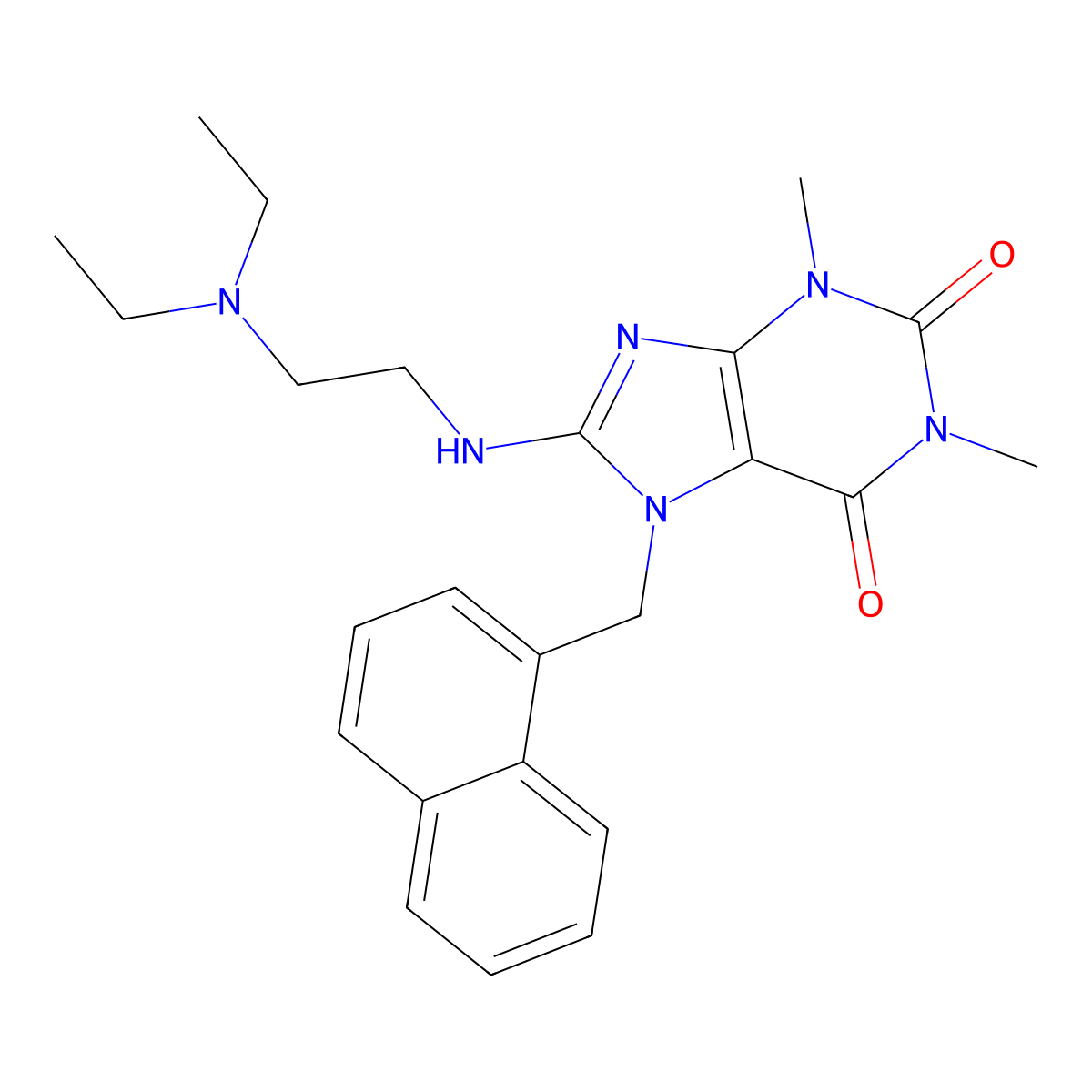 8-((2-(Diethylamino)ethyl)amino)-1,3-dimethyl-7-(1-naphthylmethyl)-3,7-dihydro-1H-purine-2,6-dione molecular structure, CAS 309938-20-3