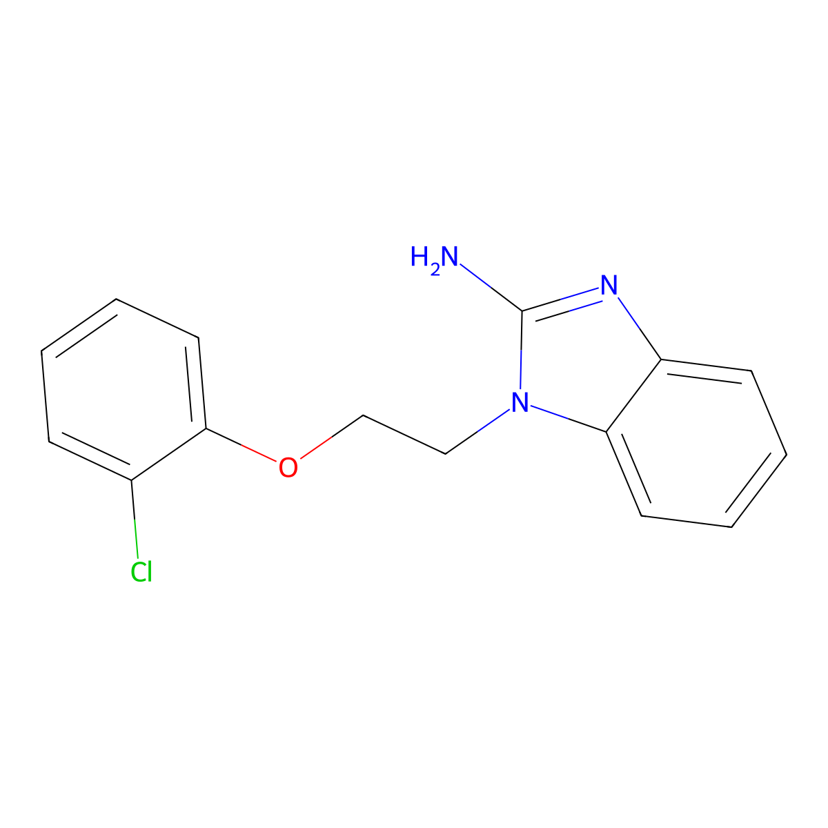 1-[2-(2-Chloro-phenoxy)-ethyl]-1H-benzoimidazol-2-ylamine molecular structure, CAS 309938-38-3