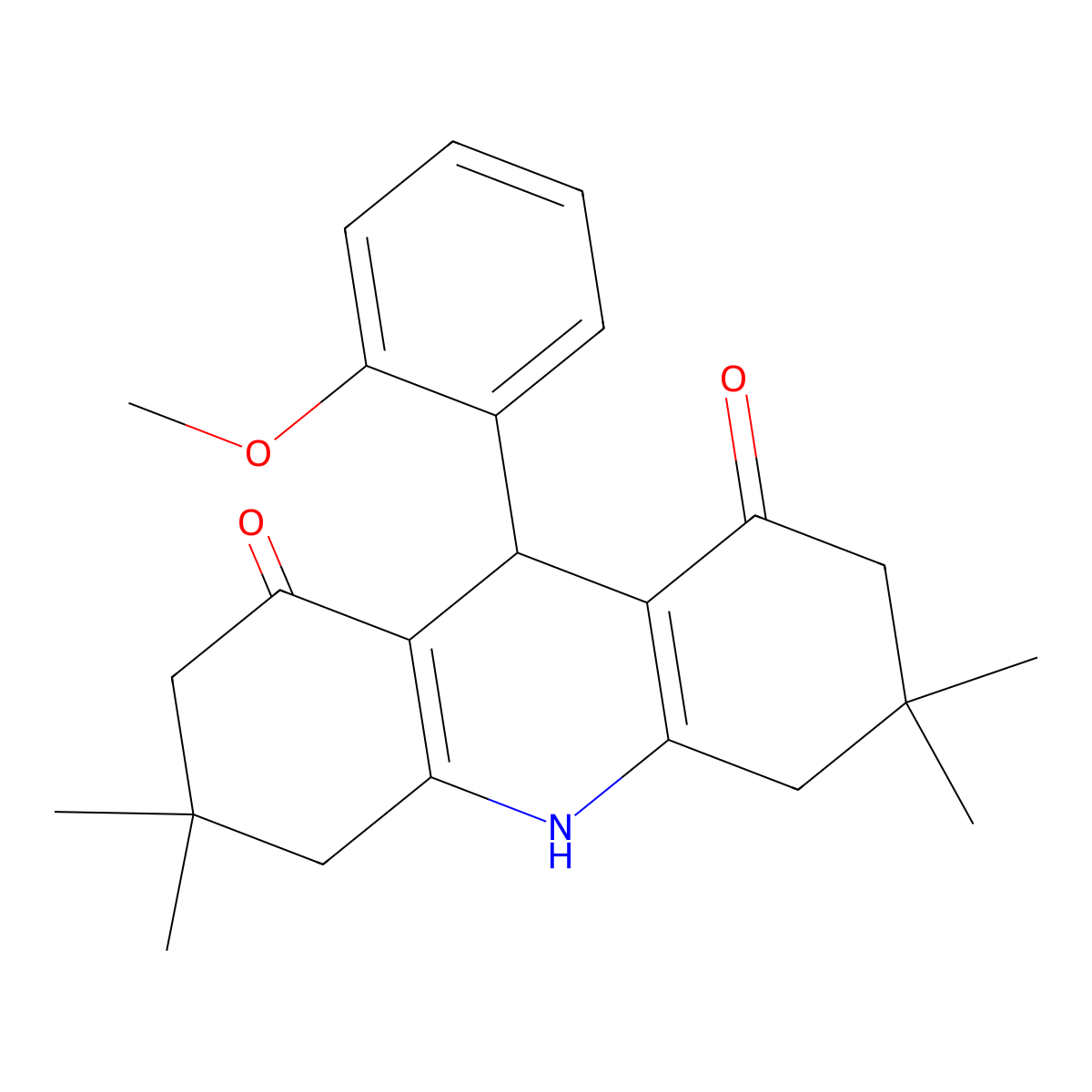 9-(2-methoxyphenyl)-3,3,6,6-tetramethyl-3,4,6,7,9,10-hexahydroacridine-1,8(2H,5H)-dione molecular structure, CAS 309938-75-8