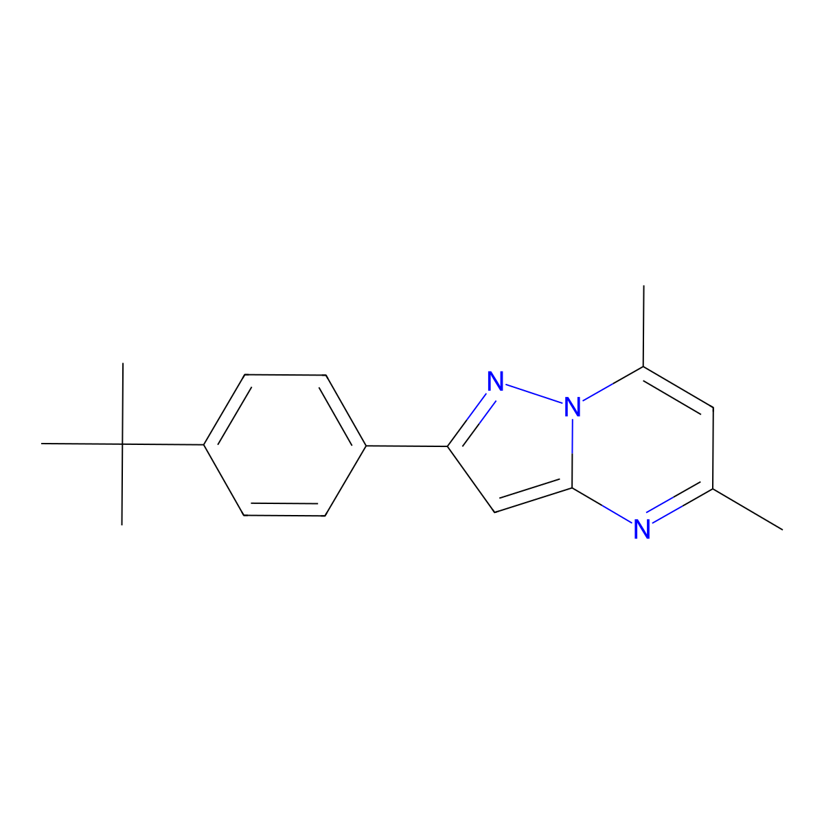 2-(4-Tert-butylphenyl)-5,7-dimethylpyrazolo[1,5-a]pyrimidine molecular structure, CAS 309938-79-2