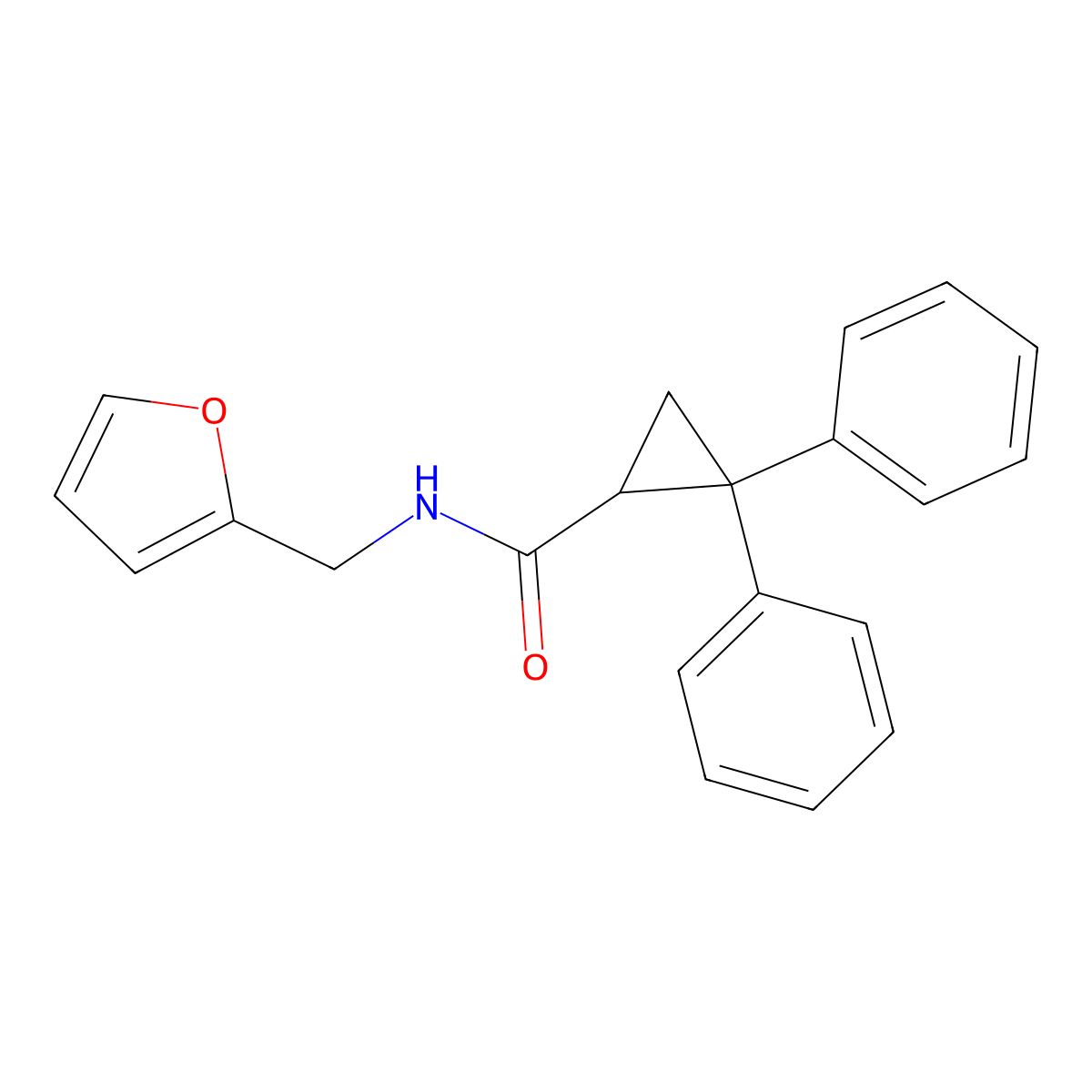 N-(furan-2-ylmethyl)-2,2-diphenylcyclopropane-1-carboxamide molecular structure, CAS 309939-21-7
