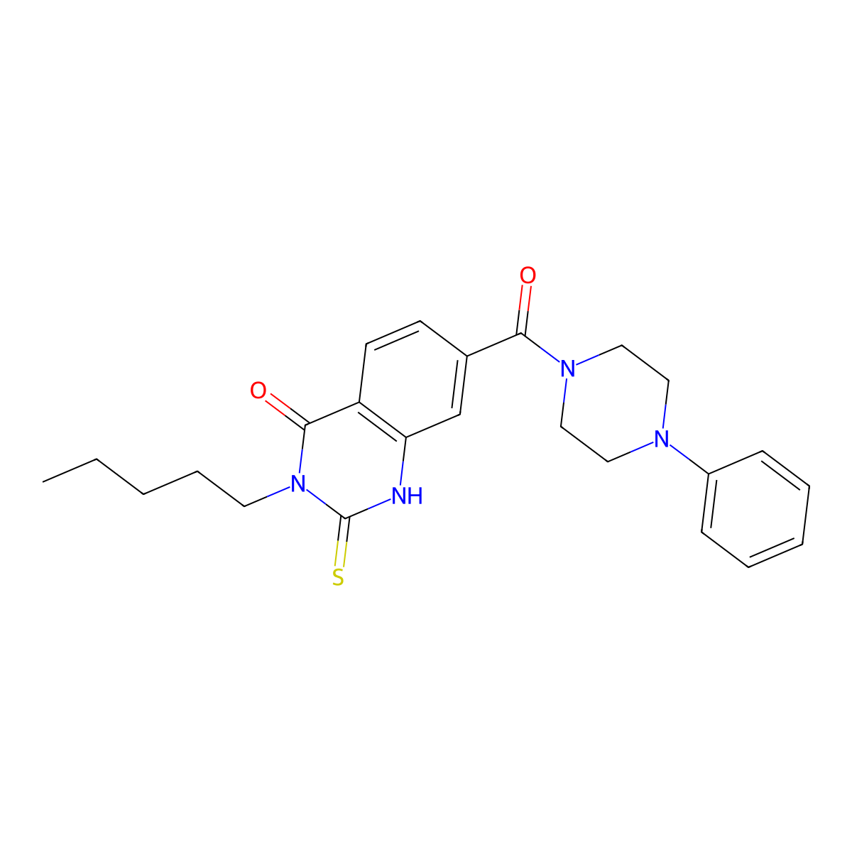 3-pentyl-7-(4-phenylpiperazine-1-carbonyl)-2-sulfanylidene-1H-quinazolin-4-one molecular structure, CAS 309940-25-8