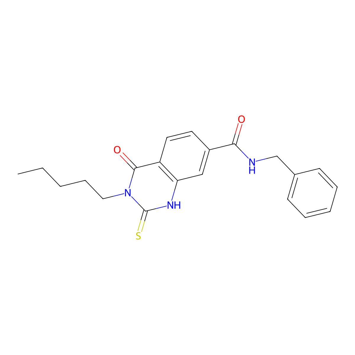 N-benzyl-4-oxo-3-pentyl-2-sulfanylidene-1H-quinazoline-7-carboxamide molecular structure, CAS 309940-27-0