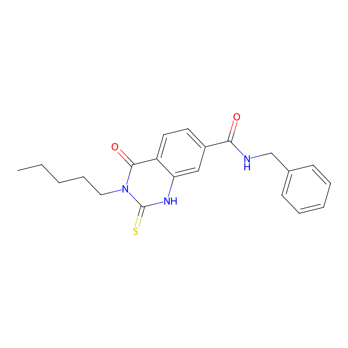 N-benzyl-4-oxo-3-pentyl-2-sulfanylidene-1H-quinazoline-7-carboxamide molecular structure, CAS 309940-27-0