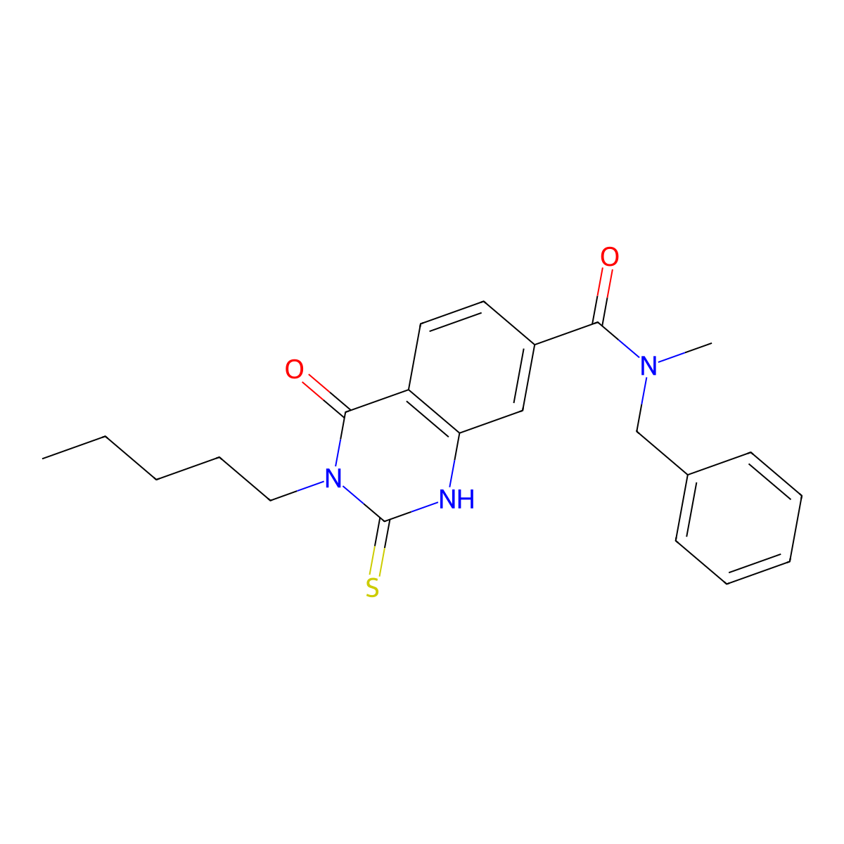 N-benzyl-N-methyl-4-oxo-3-pentyl-2-sulfanylidene-1H-quinazoline-7-carboxamide molecular structure, CAS 309940-28-1