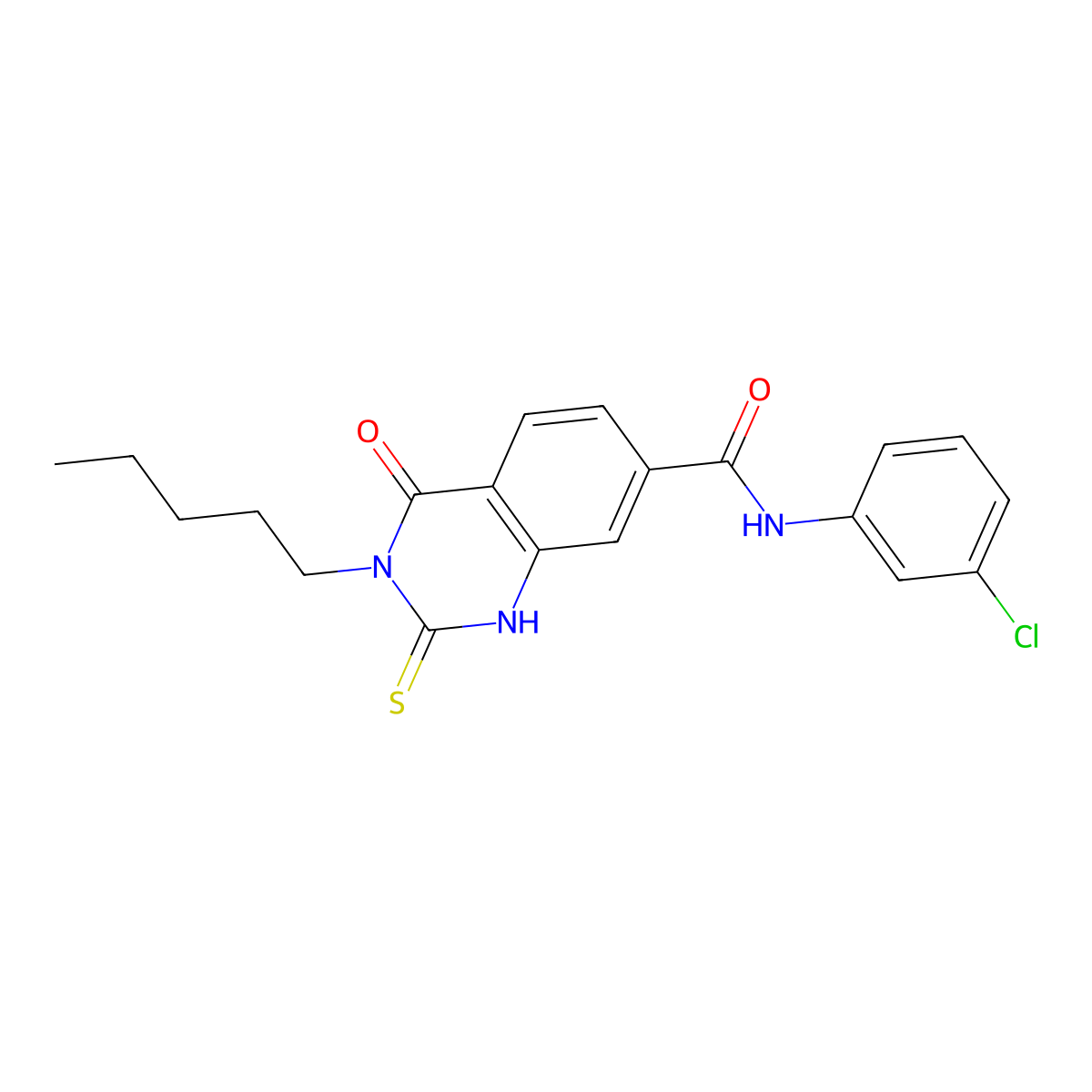 N-(3-chlorophenyl)-4-oxo-3-pentyl-2-sulfanylidene-1H-quinazoline-7-carboxamide molecular structure, CAS 309940-30-5