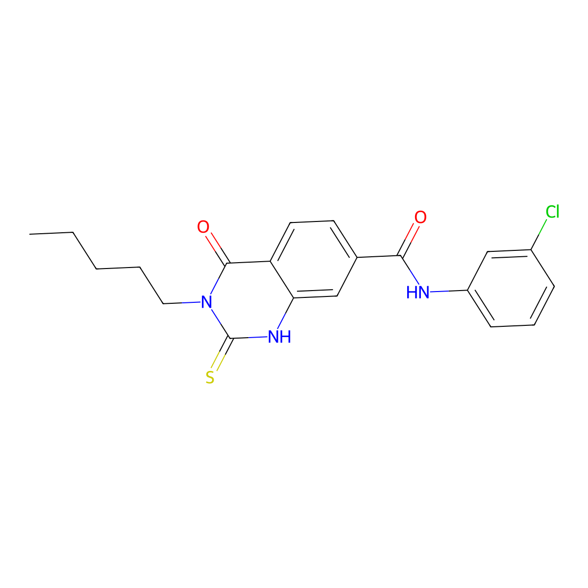 N-(3-chlorophenyl)-4-oxo-3-pentyl-2-sulfanylidene-1H-quinazoline-7-carboxamide molecular structure, CAS 309940-30-5