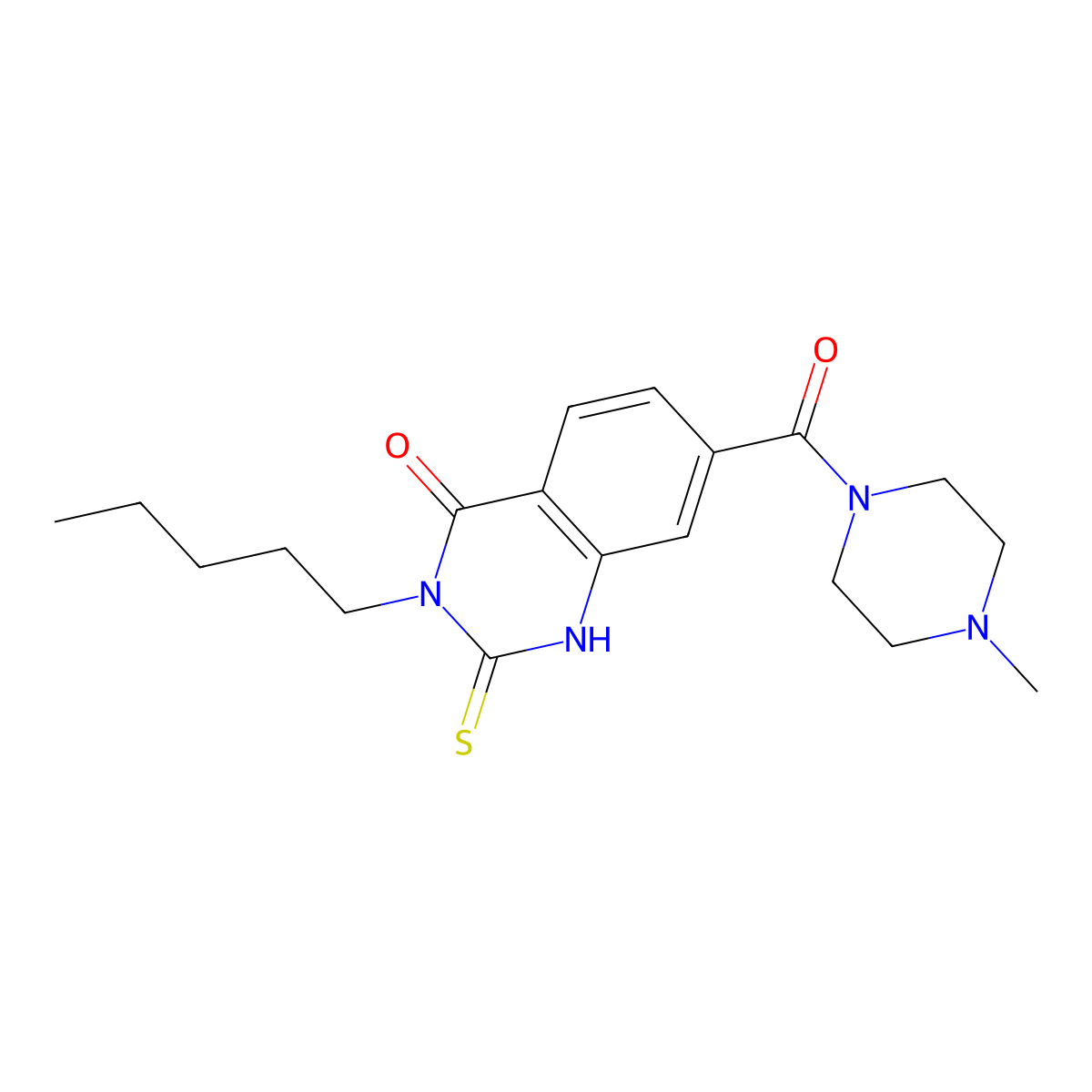 7-(4-methylpiperazine-1-carbonyl)-3-pentyl-2-sulfanylidene-1H-quinazolin-4-one molecular structure, CAS 309940-32-7