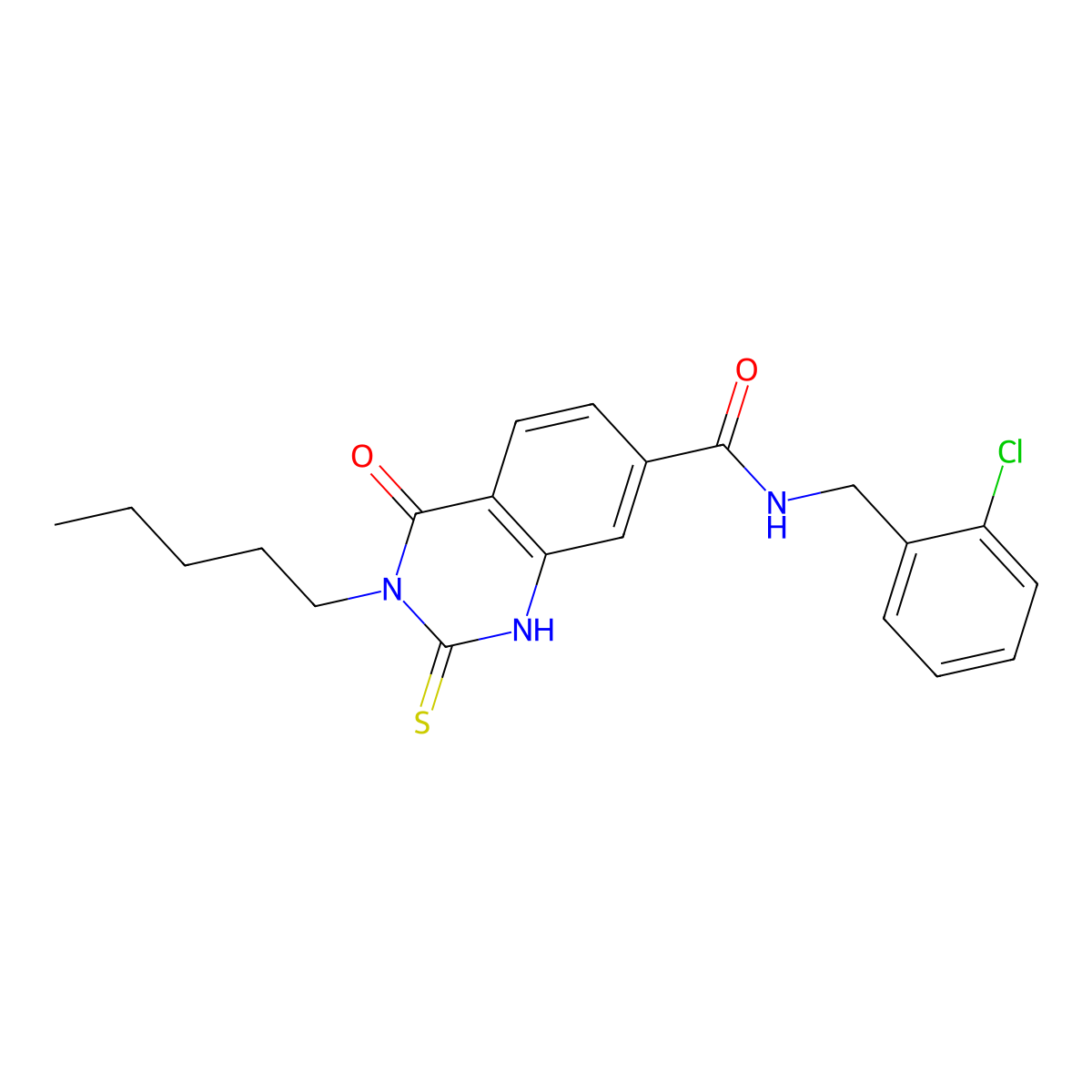 N-[(2-chlorophenyl)methyl]-4-oxo-3-pentyl-2-sulfanylidene-1H-quinazoline-7-carboxamide molecular structure, CAS 309940-35-0