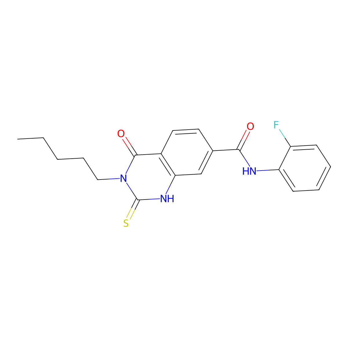 N-(2-fluorophenyl)-4-oxo-3-pentyl-2-sulfanylidene-1H-quinazoline-7-carboxamide molecular structure, CAS 309940-42-9