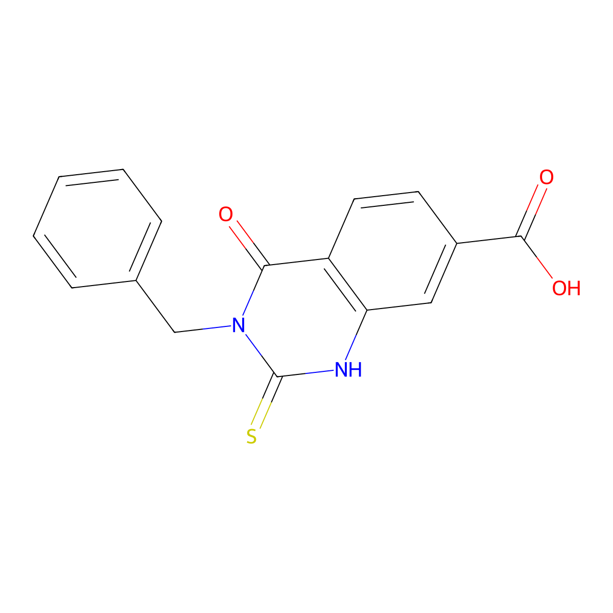 3-benzyl-4-oxo-2-sulfanylidene-1H-quinazoline-7-carboxylic Acid molecular structure, CAS 309940-71-4