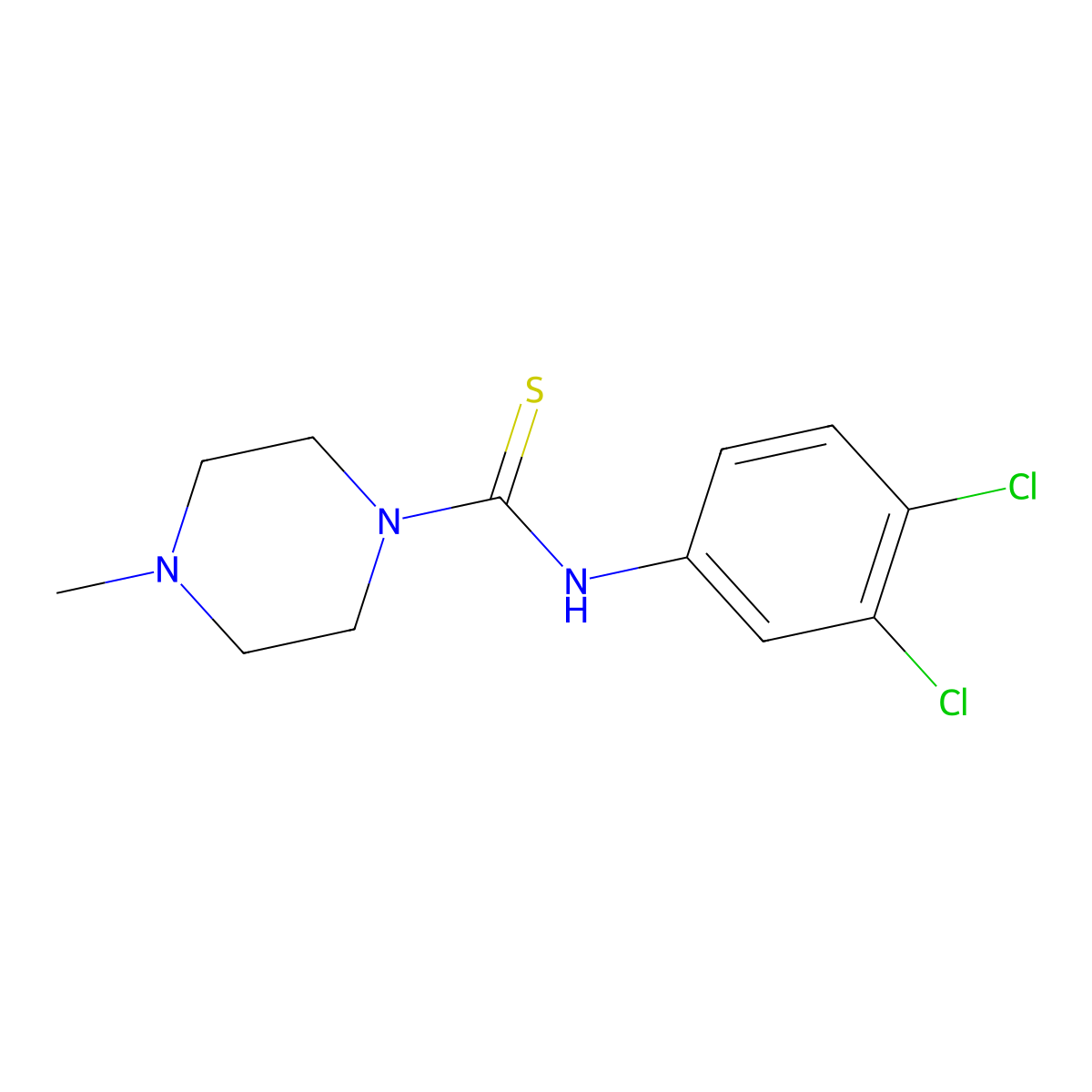 N-(3,4-dichlorophenyl)-4-methylpiperazine-1-carbothioamide molecular structure, CAS 309942-78-7