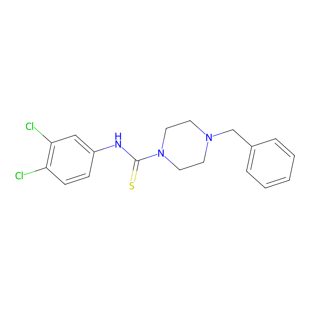 4-benzyl-N-(3,4-dichlorophenyl)piperazine-1-carbothioamide molecular structure, CAS 309942-82-3