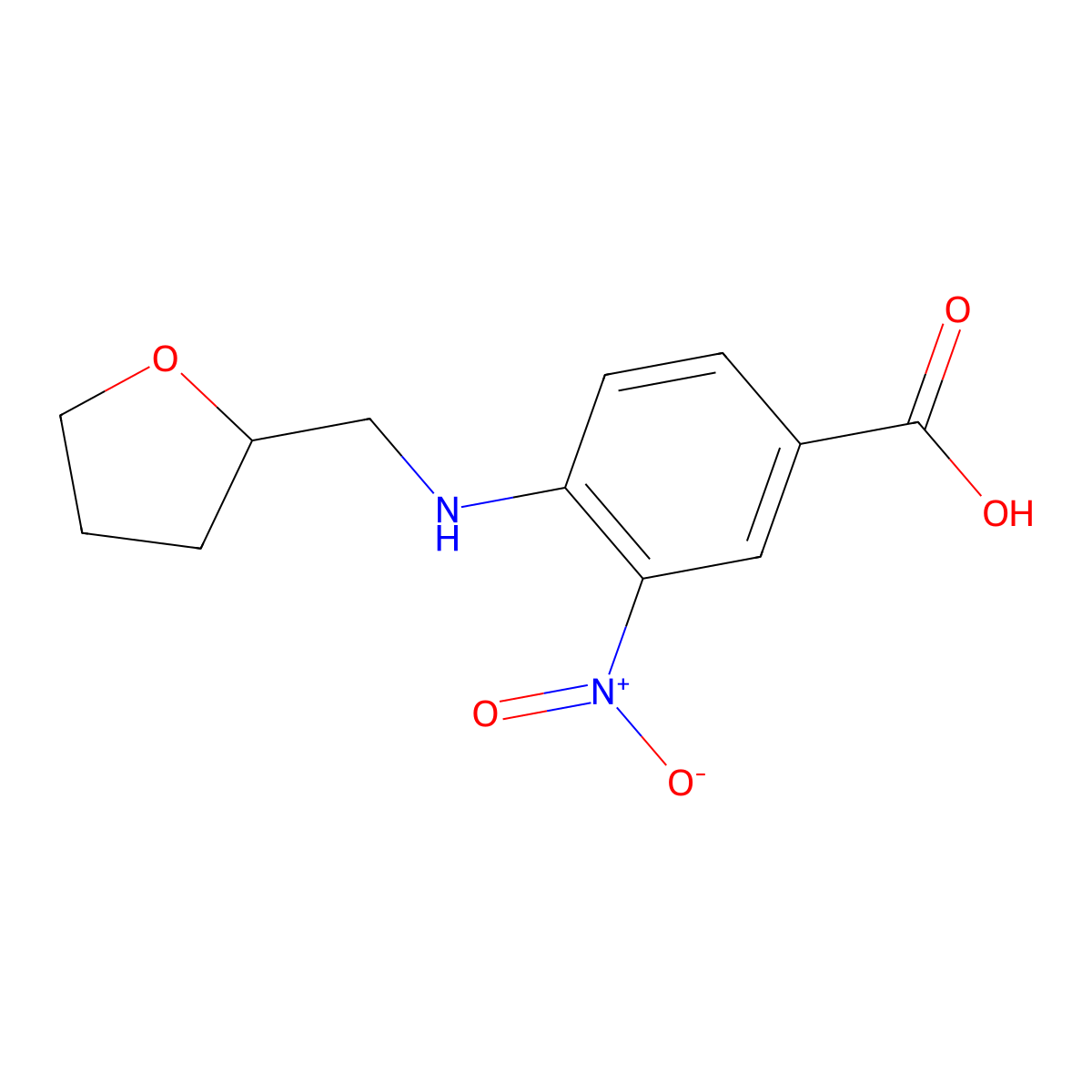 3-Nitro-4-[(tetrahydro-2-furanylmethyl)amino]-benzoic acid molecular structure, CAS 309942-87-8